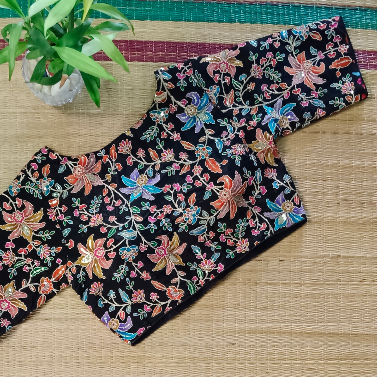 Black crepe code work blouse