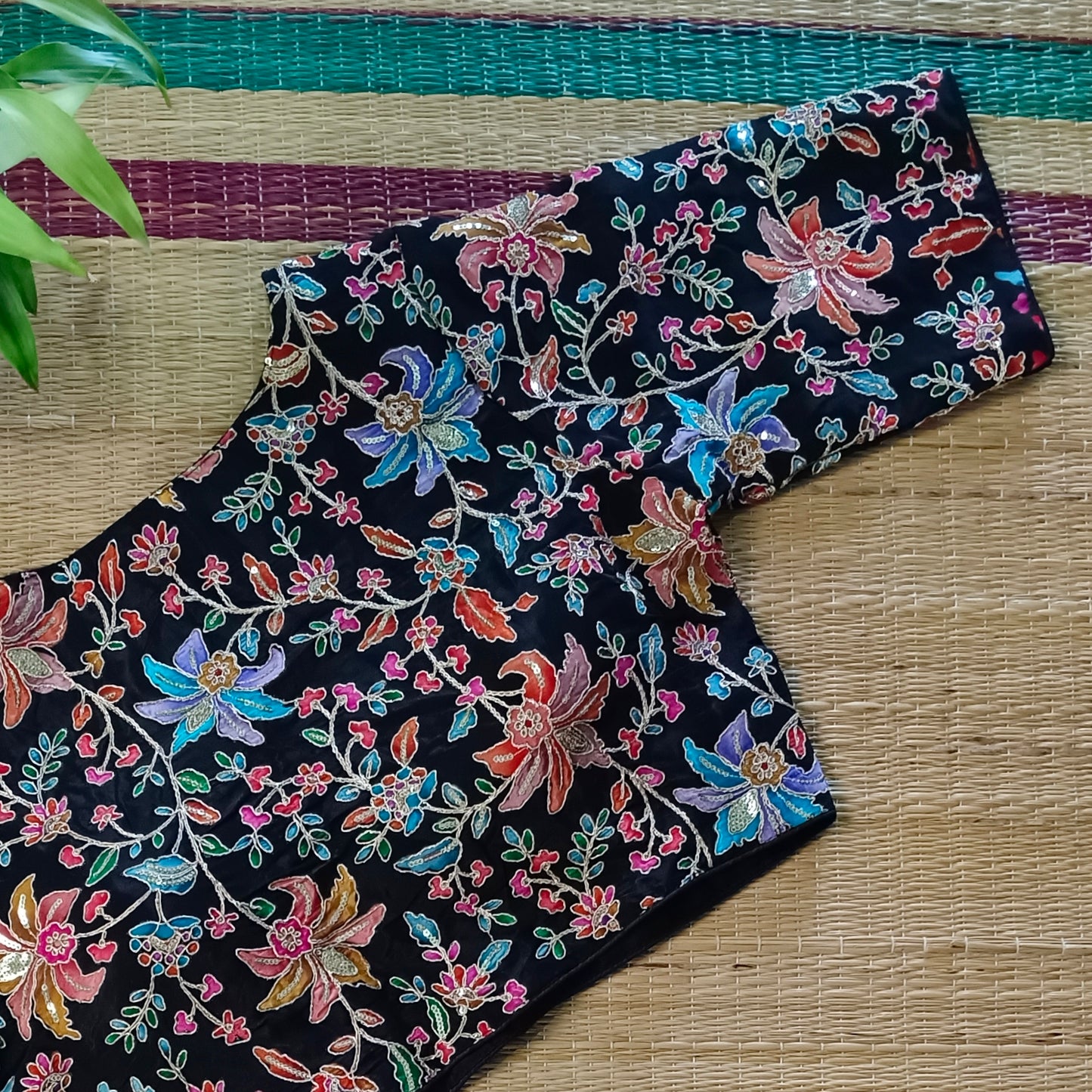 Black crepe code work blouse