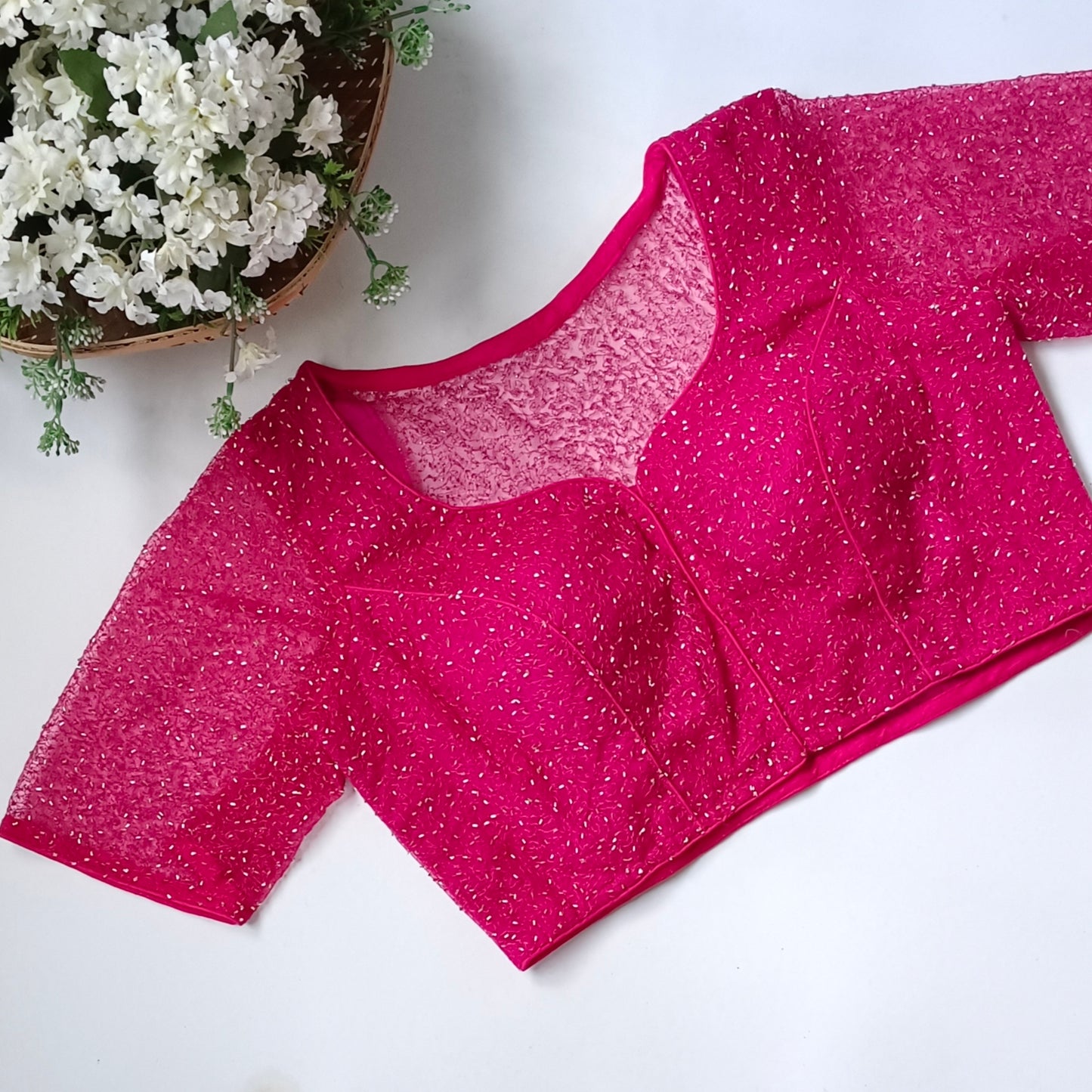 Rani Pink Net Sequence Blouse