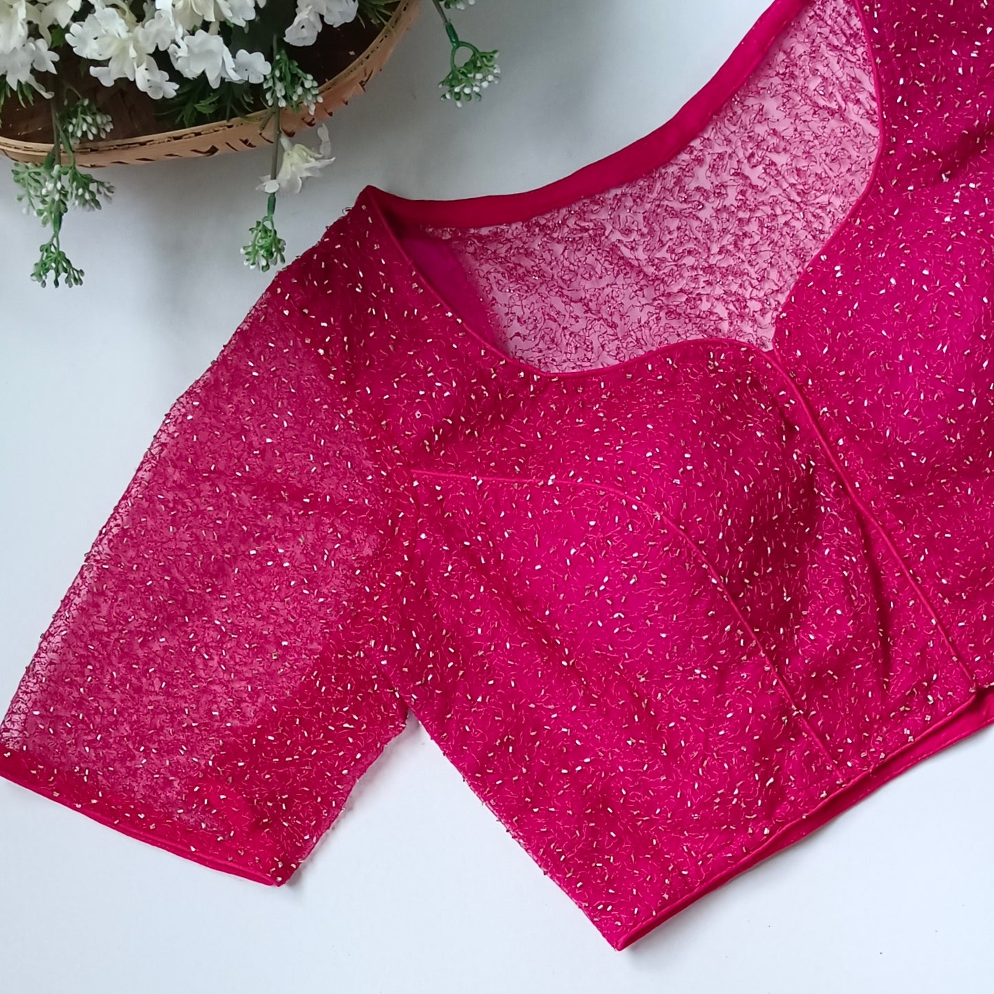 Rani Pink Net Sequence Blouse