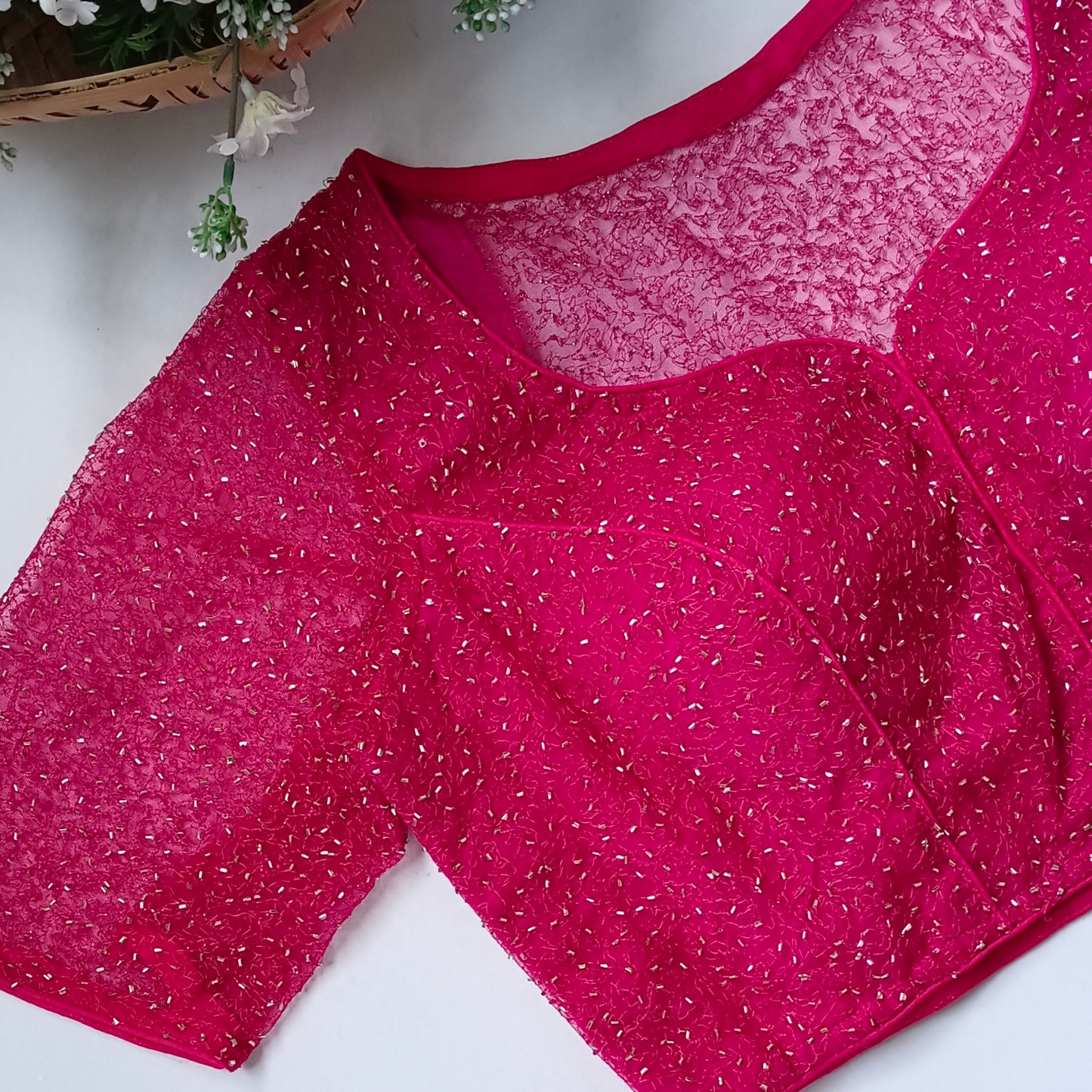 Rani Pink Net Sequence Blouse
