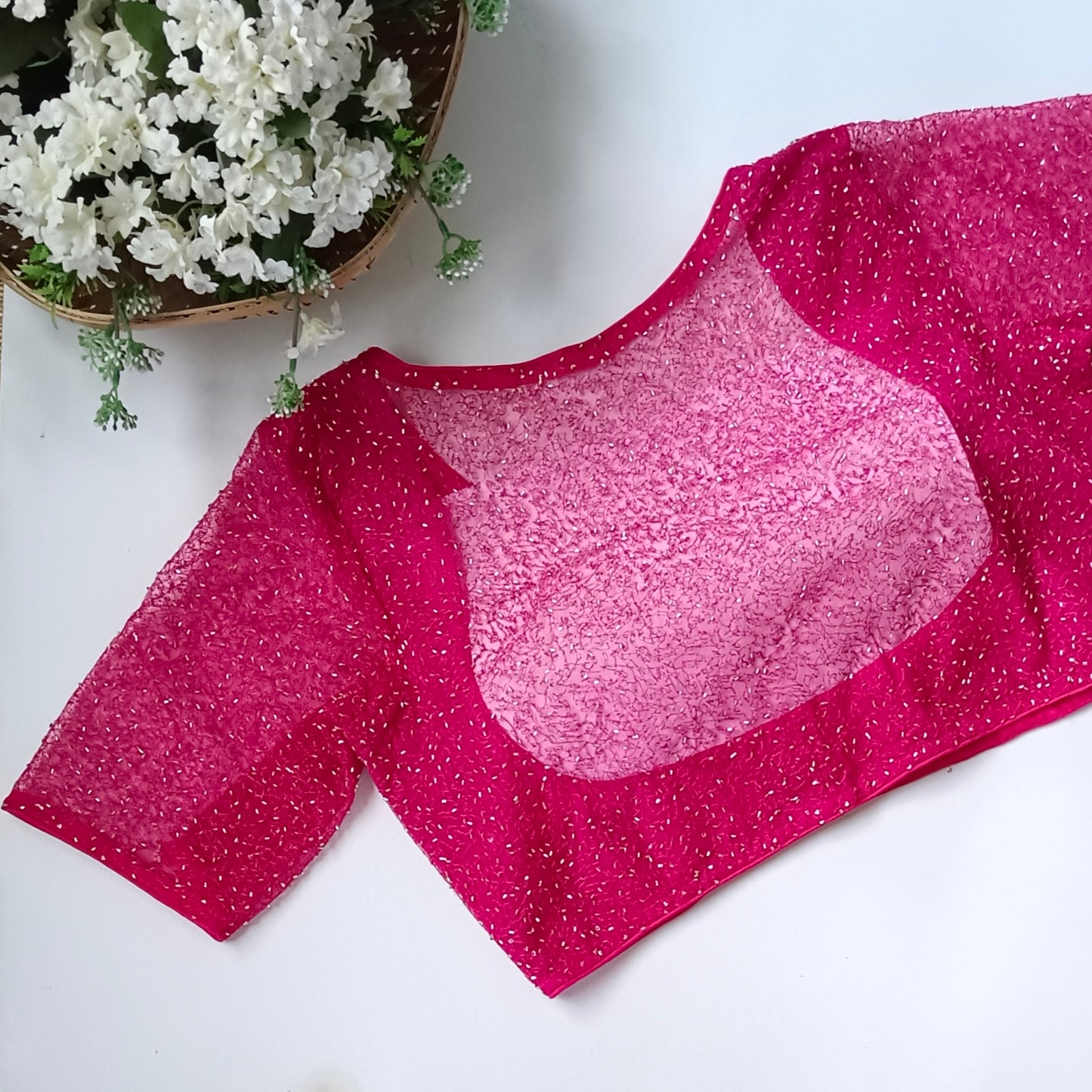 Rani Pink Net Sequence Blouse