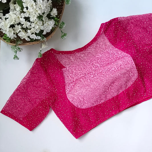 Rani Pink Net Sequence Blouse