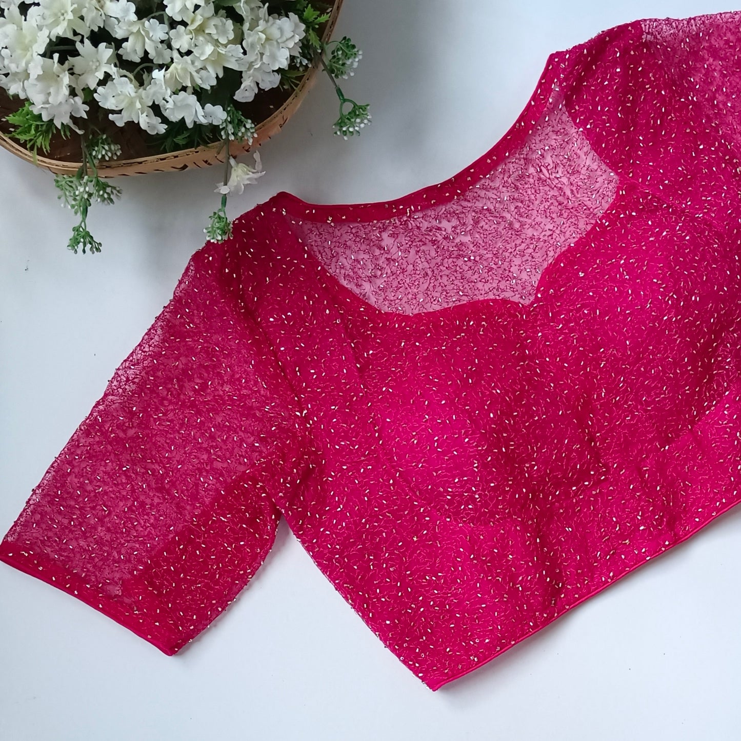 Rani Pink Net Sequence Blouse