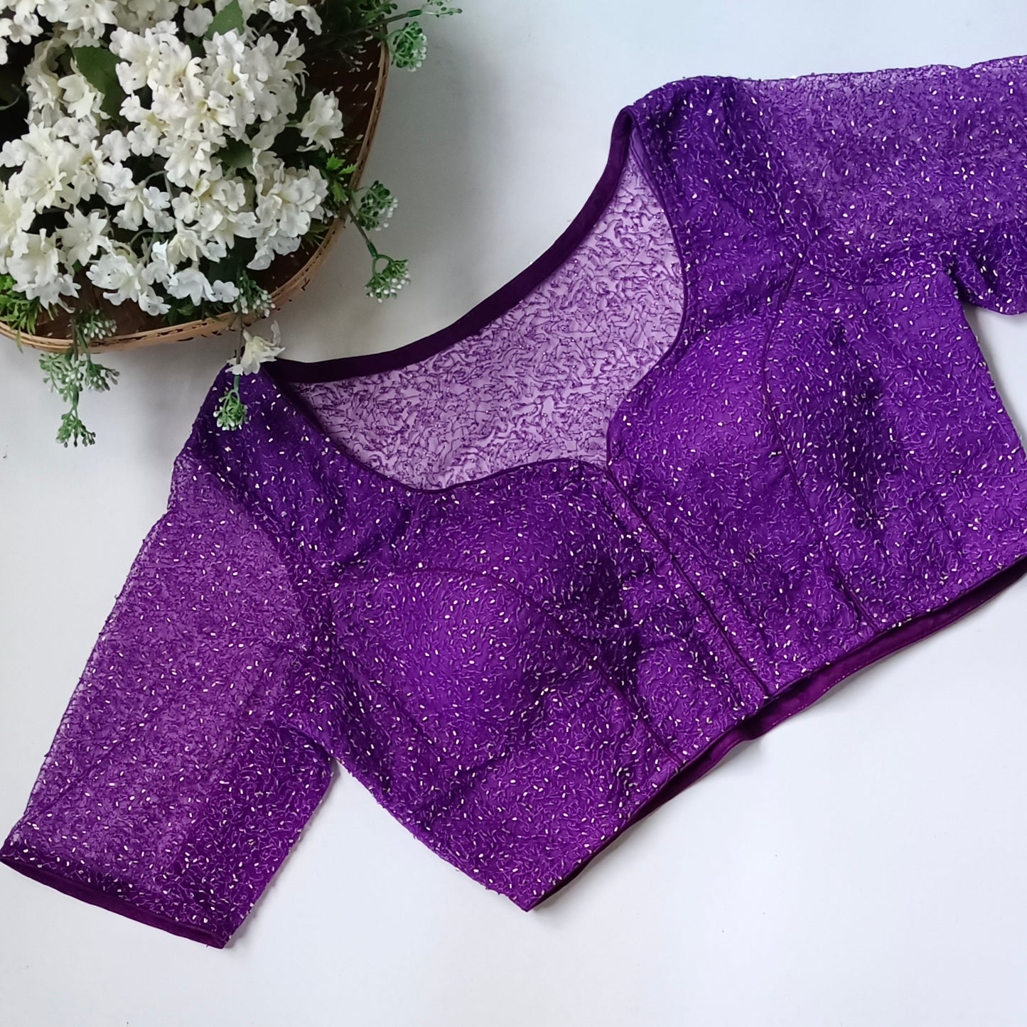 Purple Net Sequence Blouse