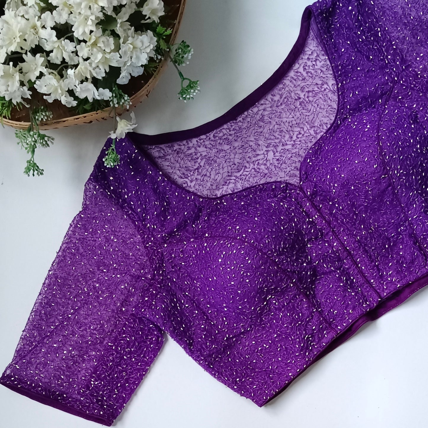 Purple Net Sequence Blouse