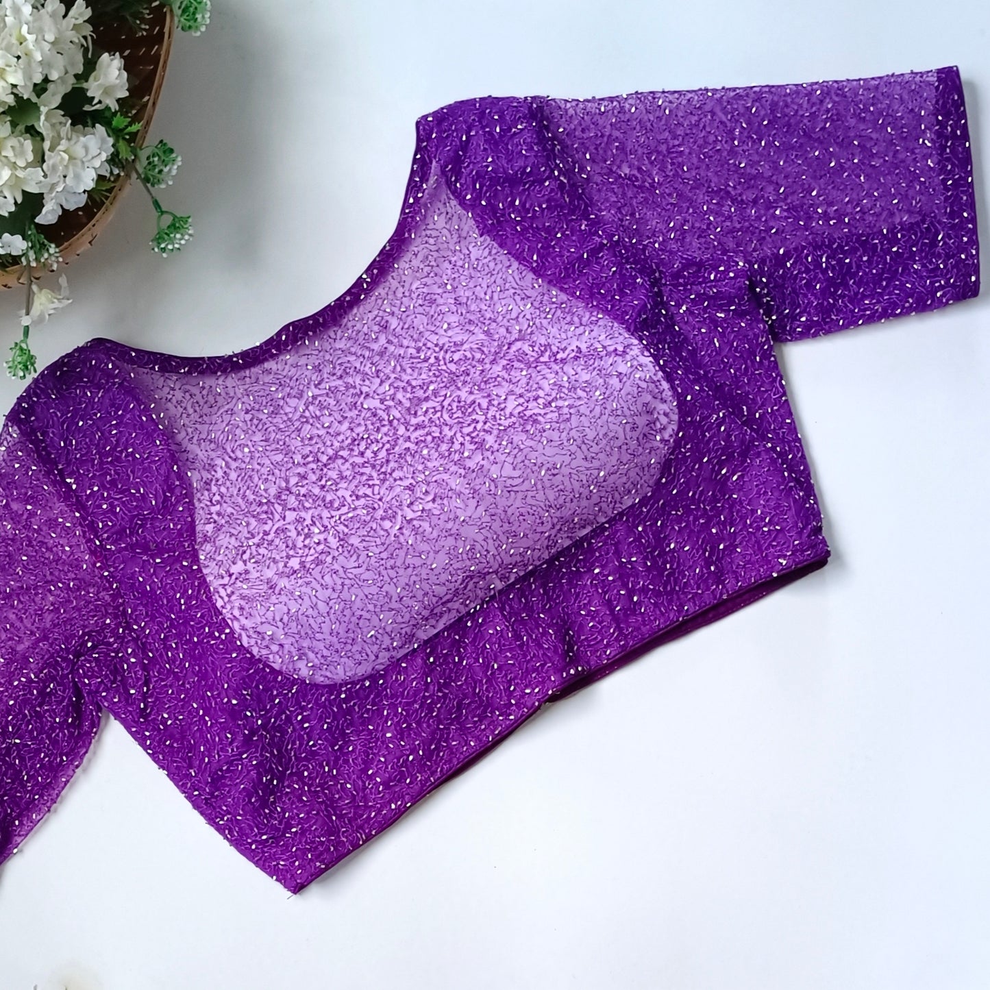 Purple Net Sequence Blouse