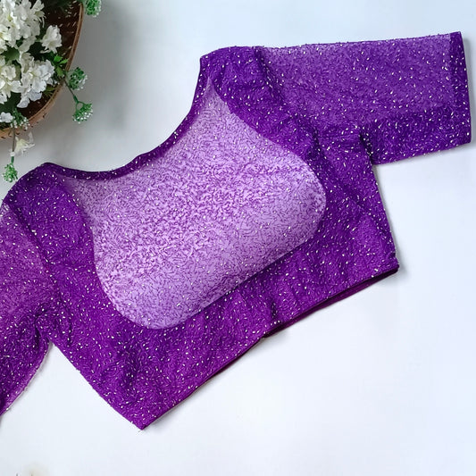 Purple Net Sequence Blouse