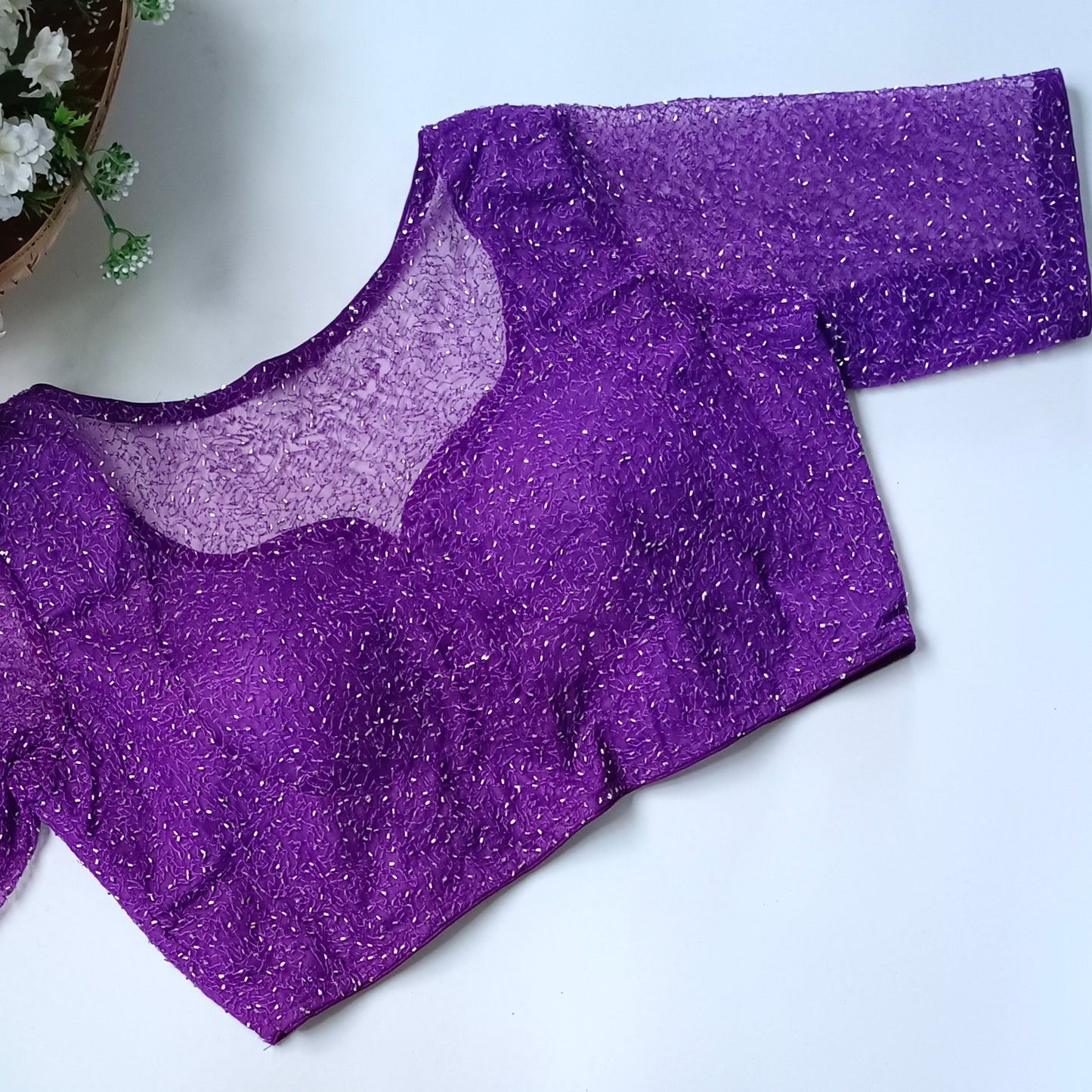 Purple Net Sequence Blouse