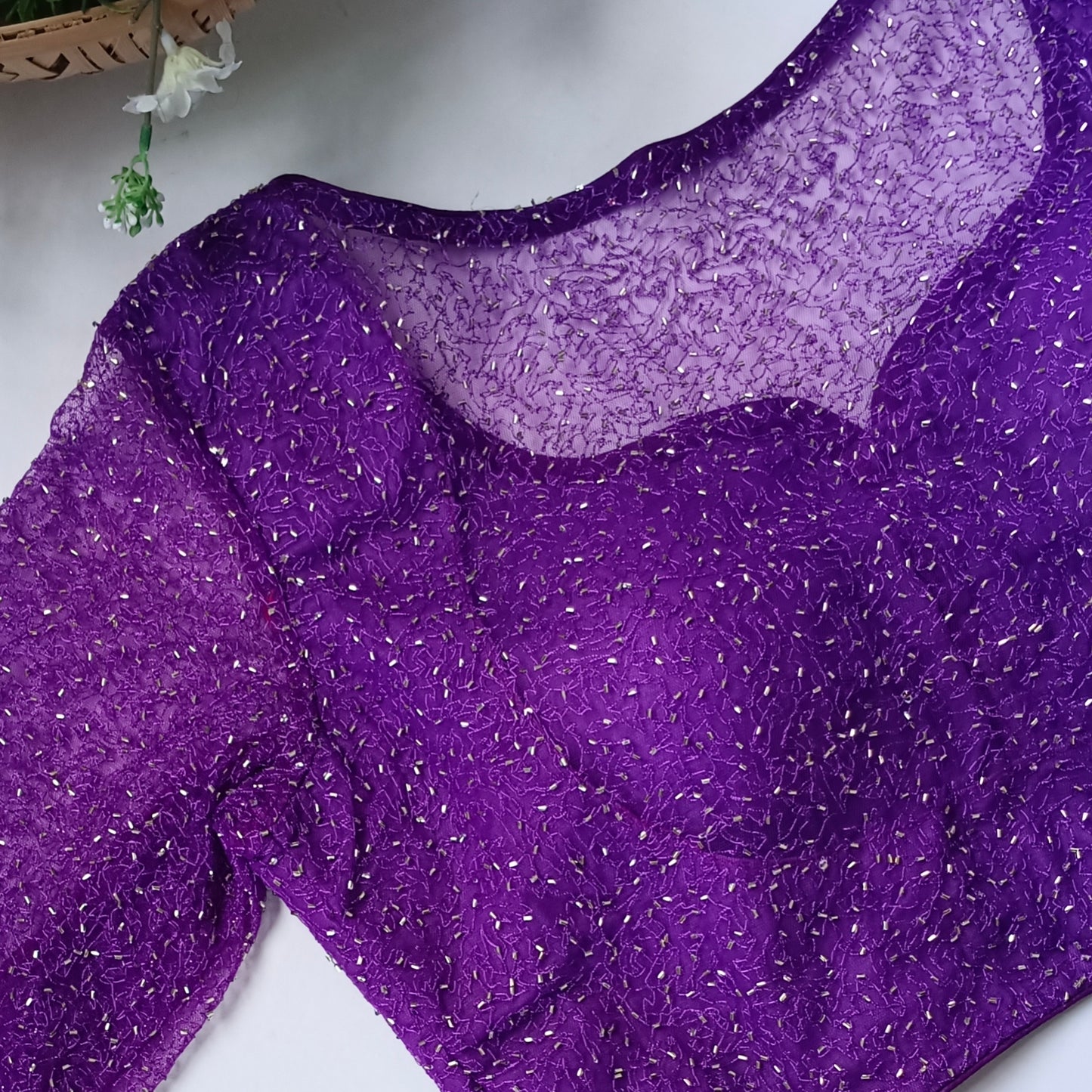 Purple Net Sequence Blouse