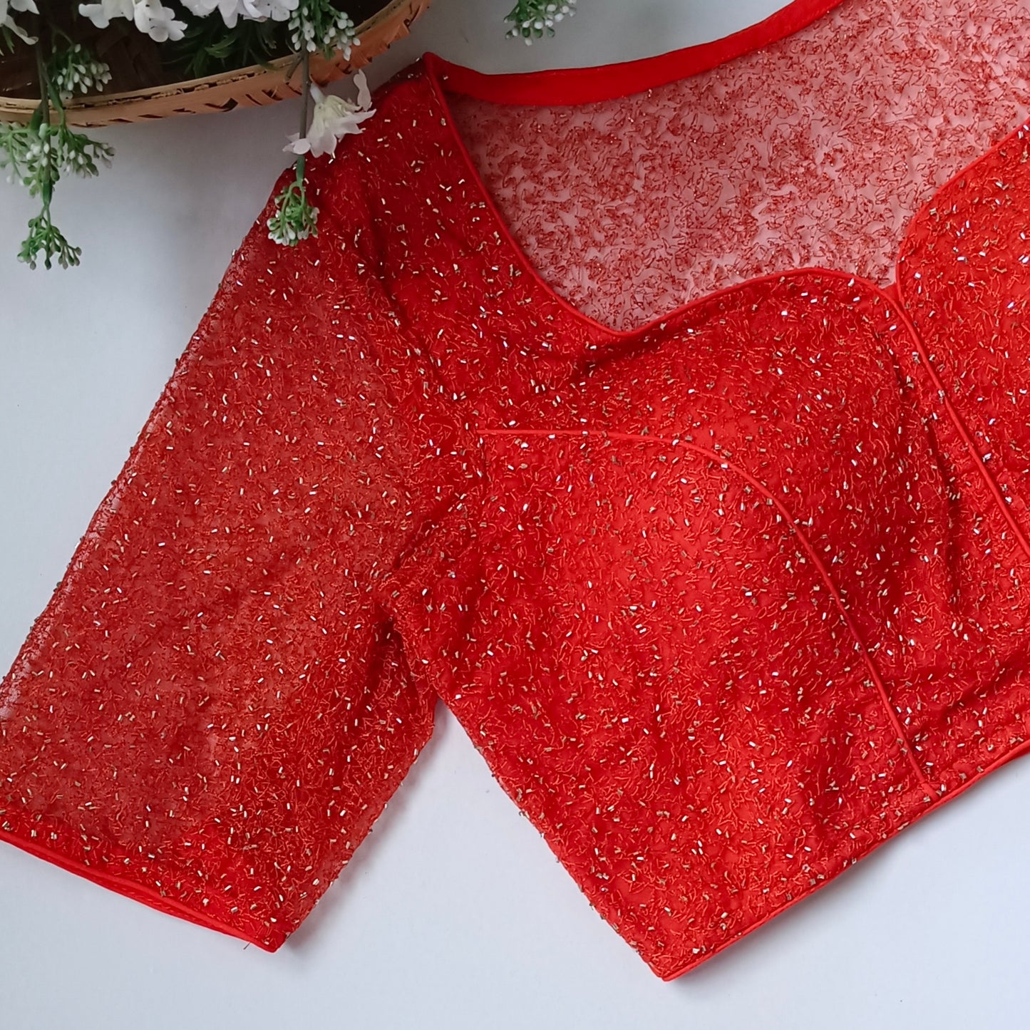 Rustic Orange Net Sequence Blouse