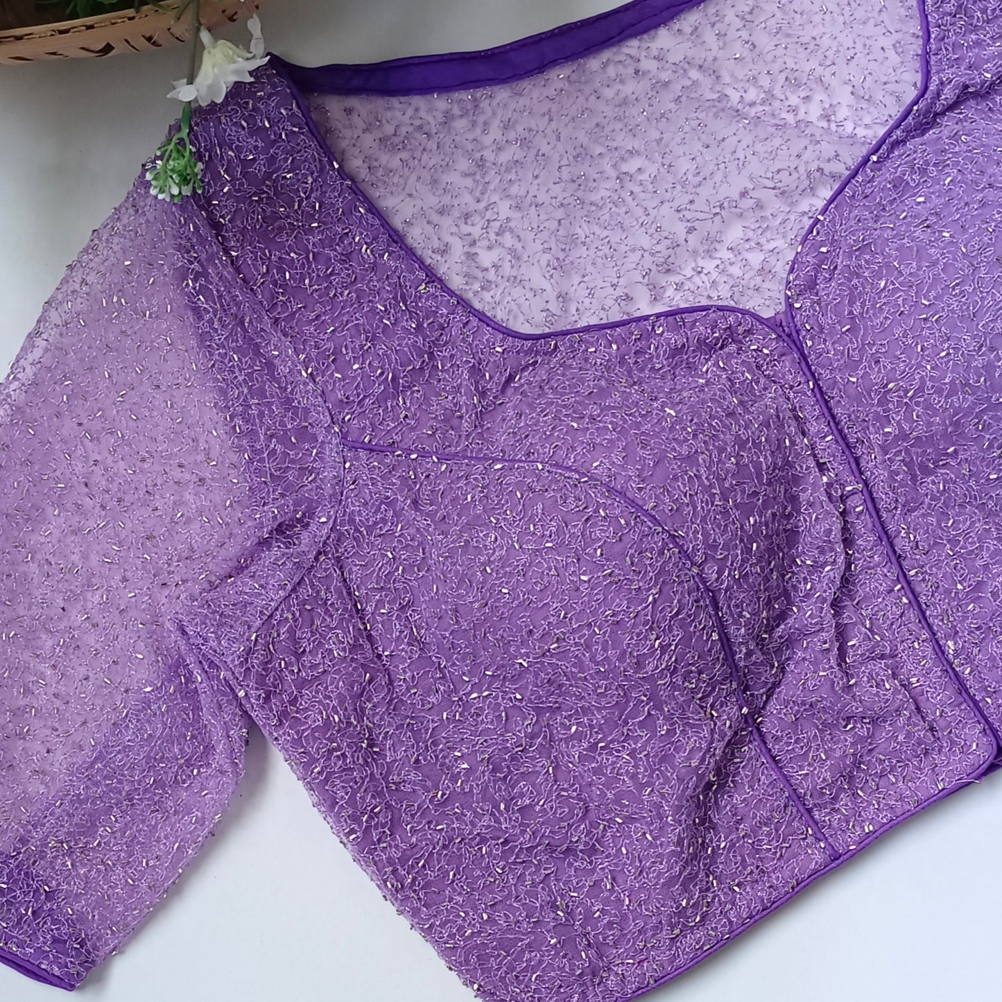 Lilac Net Sequence Blouse