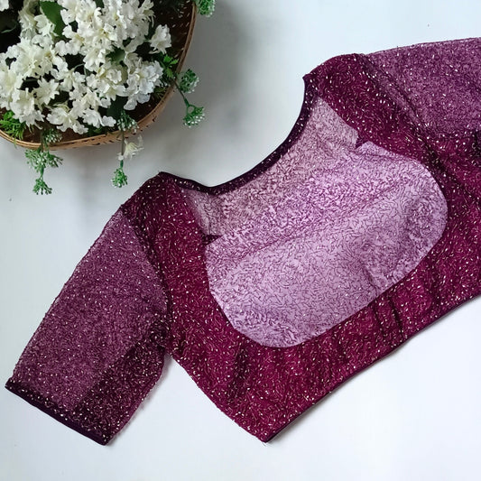 Wine Net Sequence Blouse
