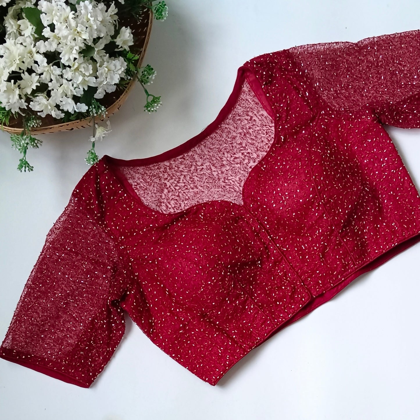 Maroon Net Sequence Blouse
