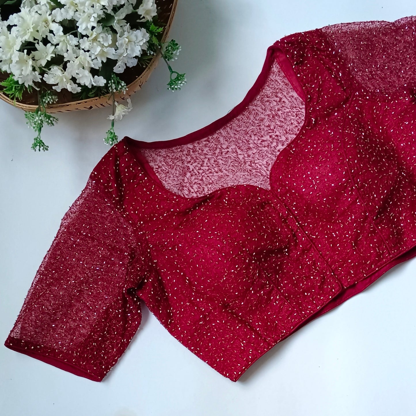Maroon Net Sequence Blouse