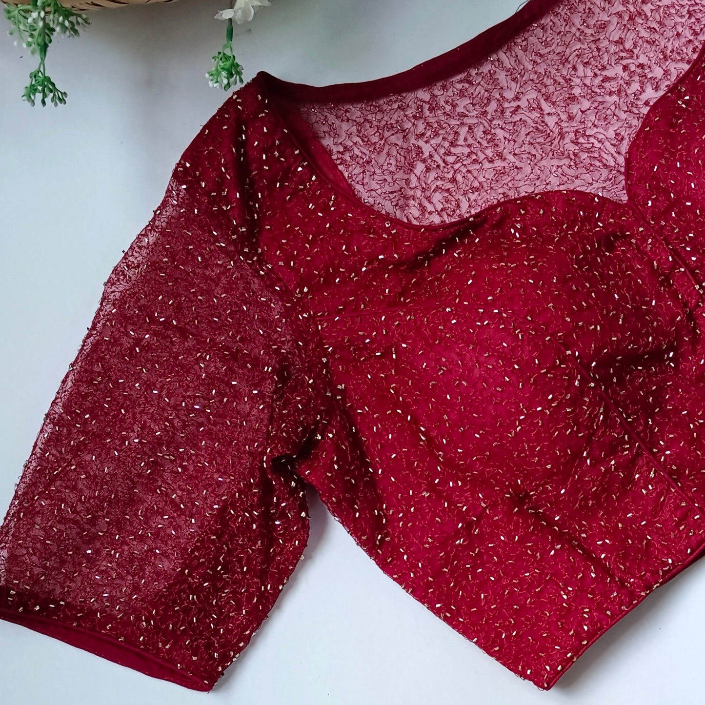 Maroon Net Sequence Blouse