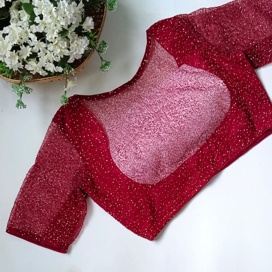 Maroon Net Sequence Blouse
