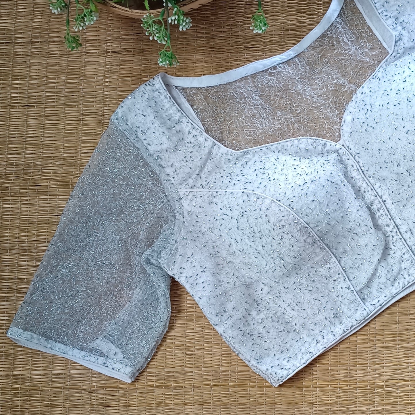 White Net Sequence Blouse