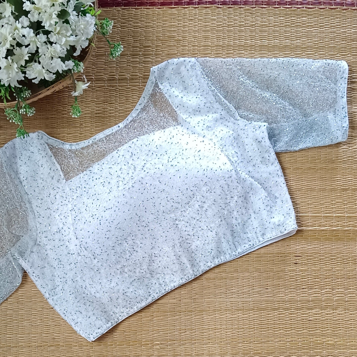 White Net Sequence Blouse