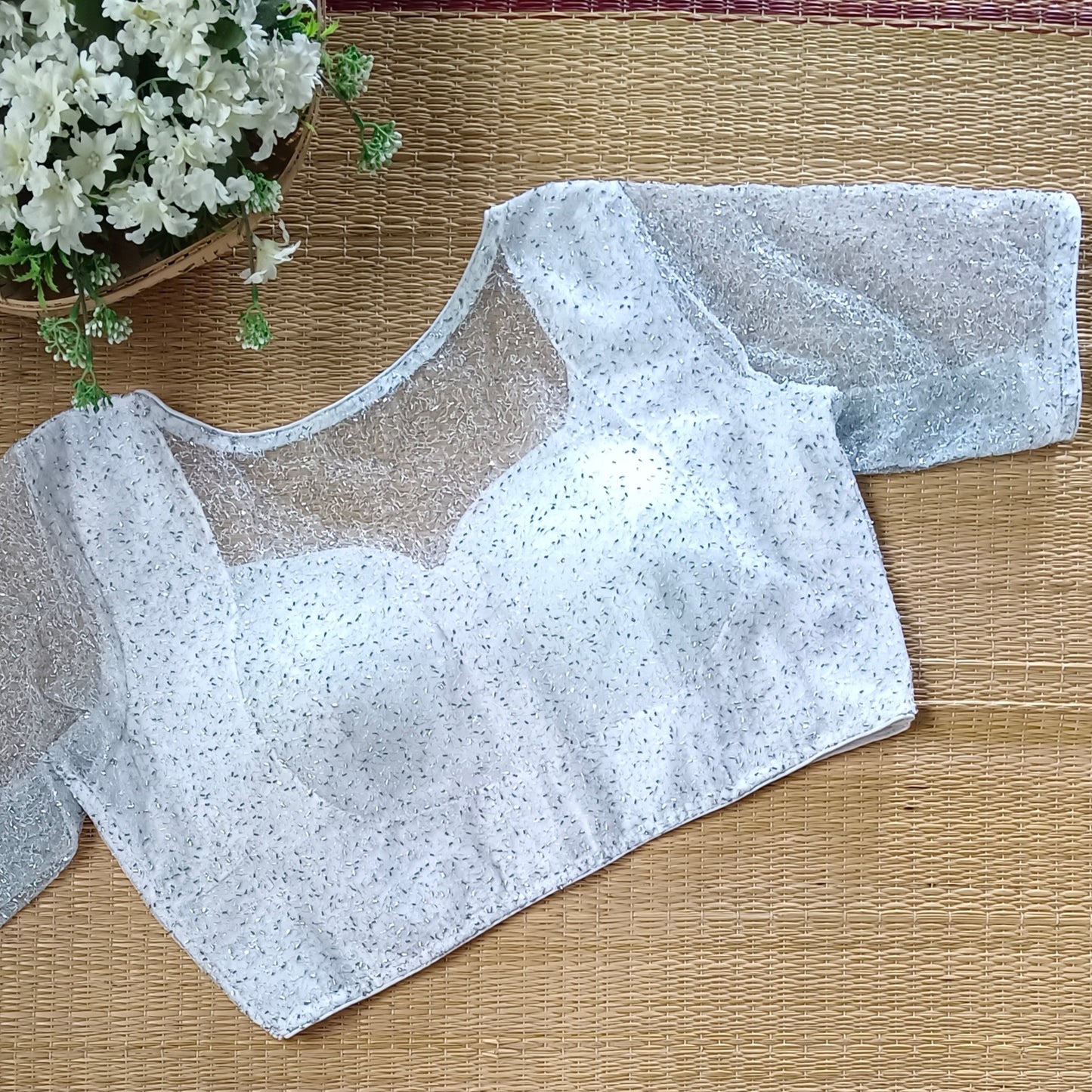 White Net Sequence Blouse