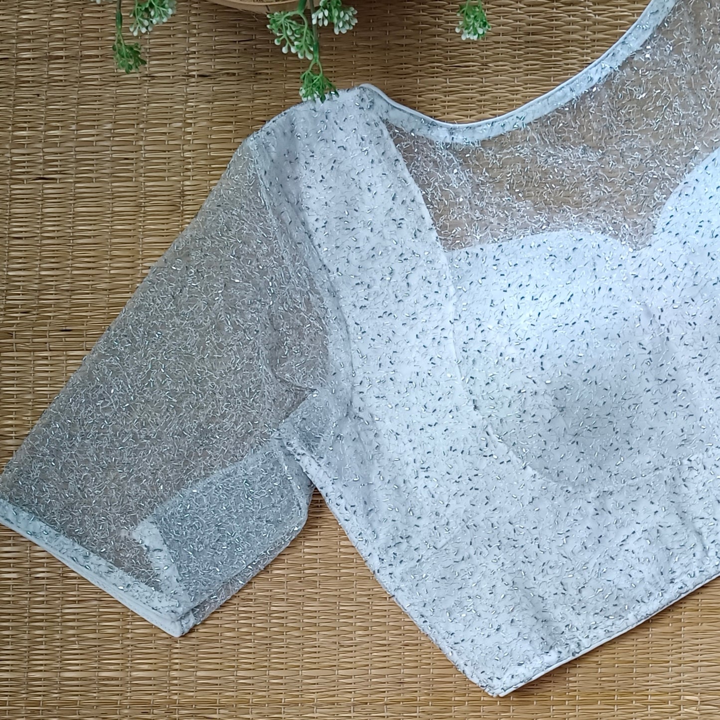 White Net Sequence Blouse