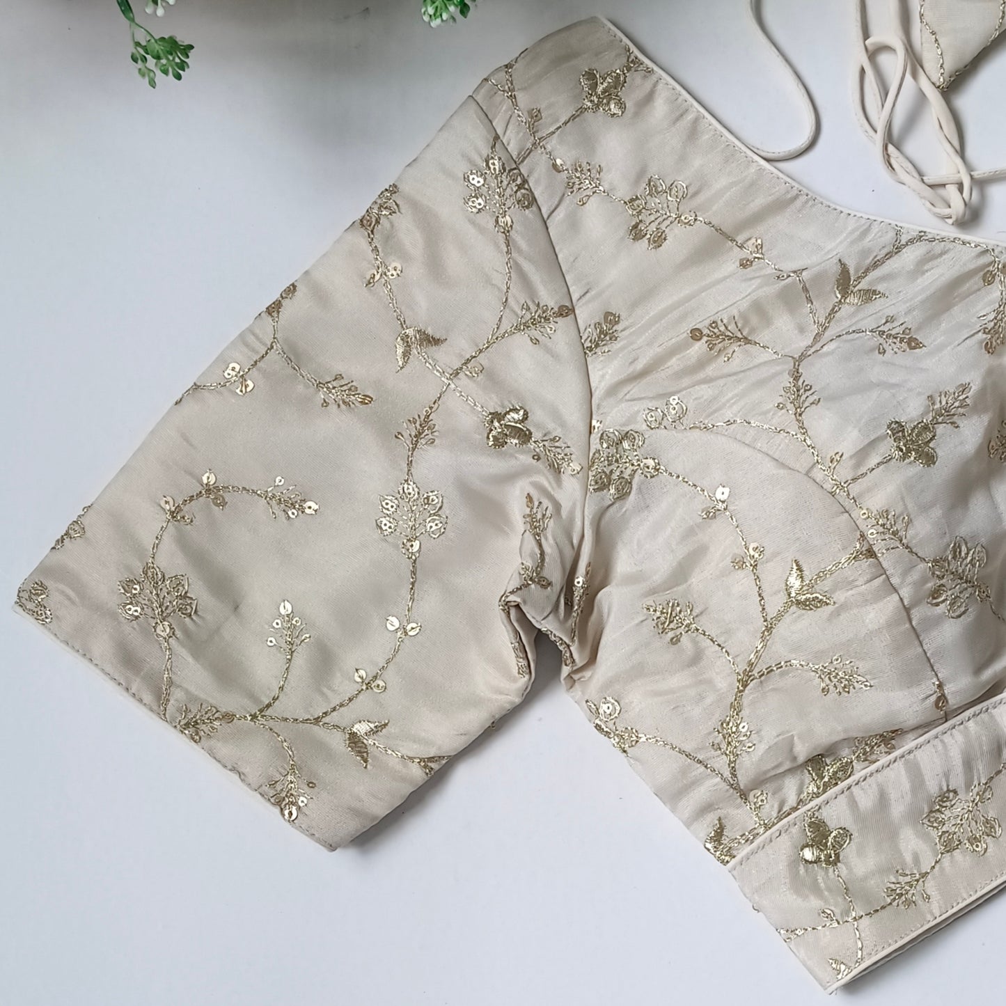 Light golden V neck tissue sequence blouse