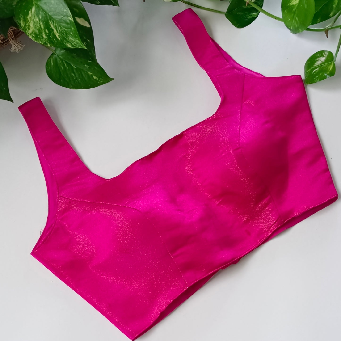 Metallic Rani Pink Classic Sleeveless Blouse