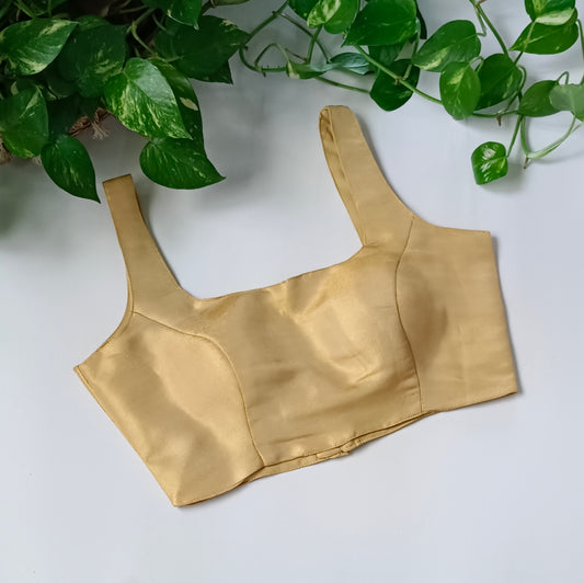 Metallic Yellow Golden Classic Sleeveless Blouse