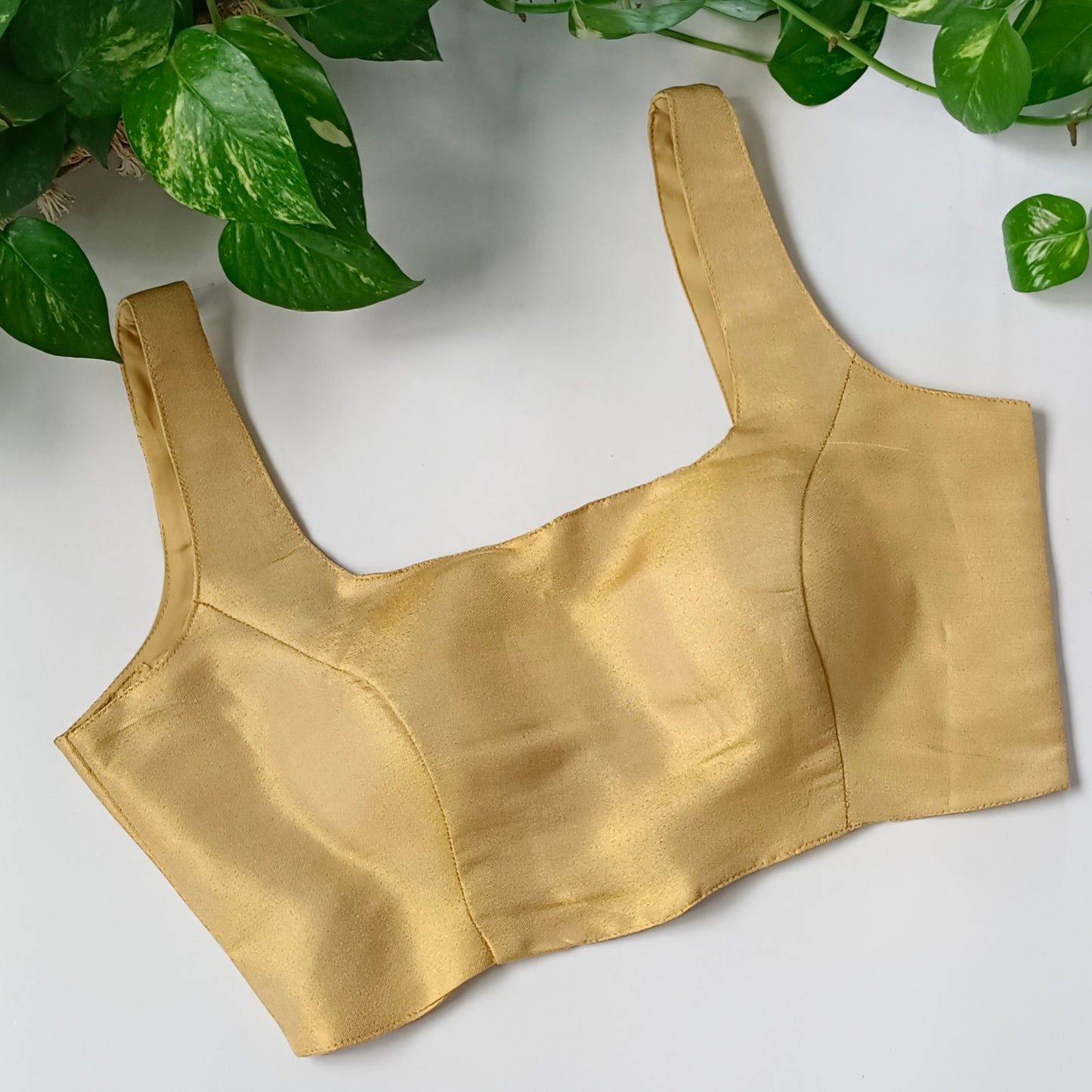 Metallic Yellow Golden Classic Sleeveless Blouse