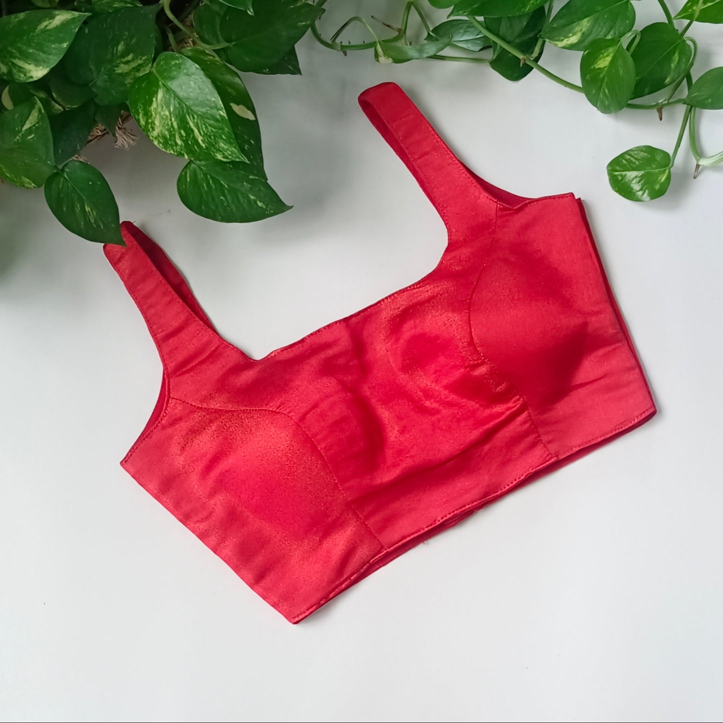 Metallic Red Classic Sleeveless Blouse