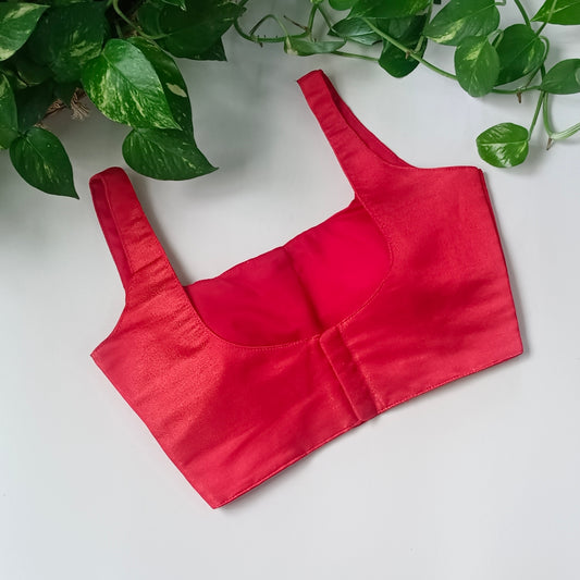 Metallic Red Classic Sleeveless Blouse