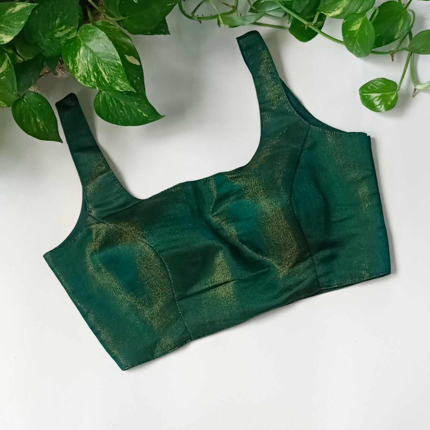 Metallic Bottle Green Classic Sleeveless Blouse