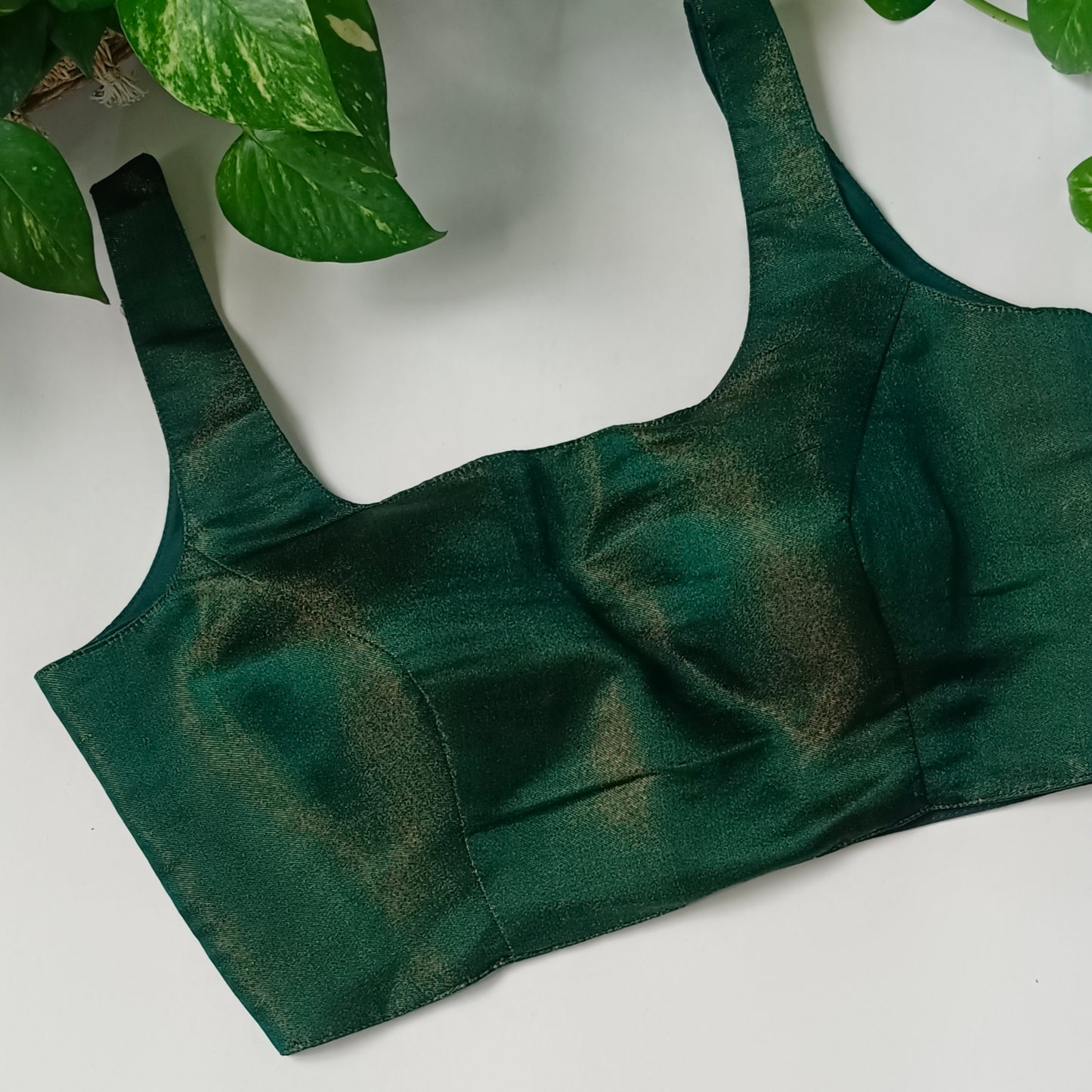 Metallic Bottle Green Classic Sleeveless Blouse