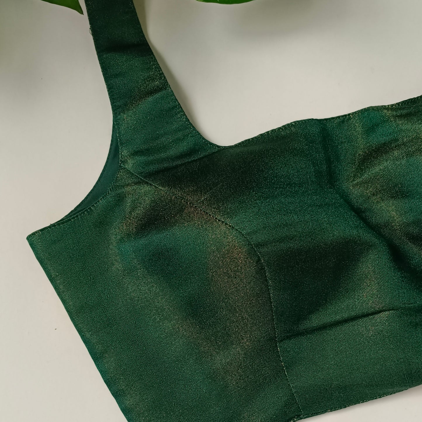 Metallic Bottle Green Classic Sleeveless Blouse