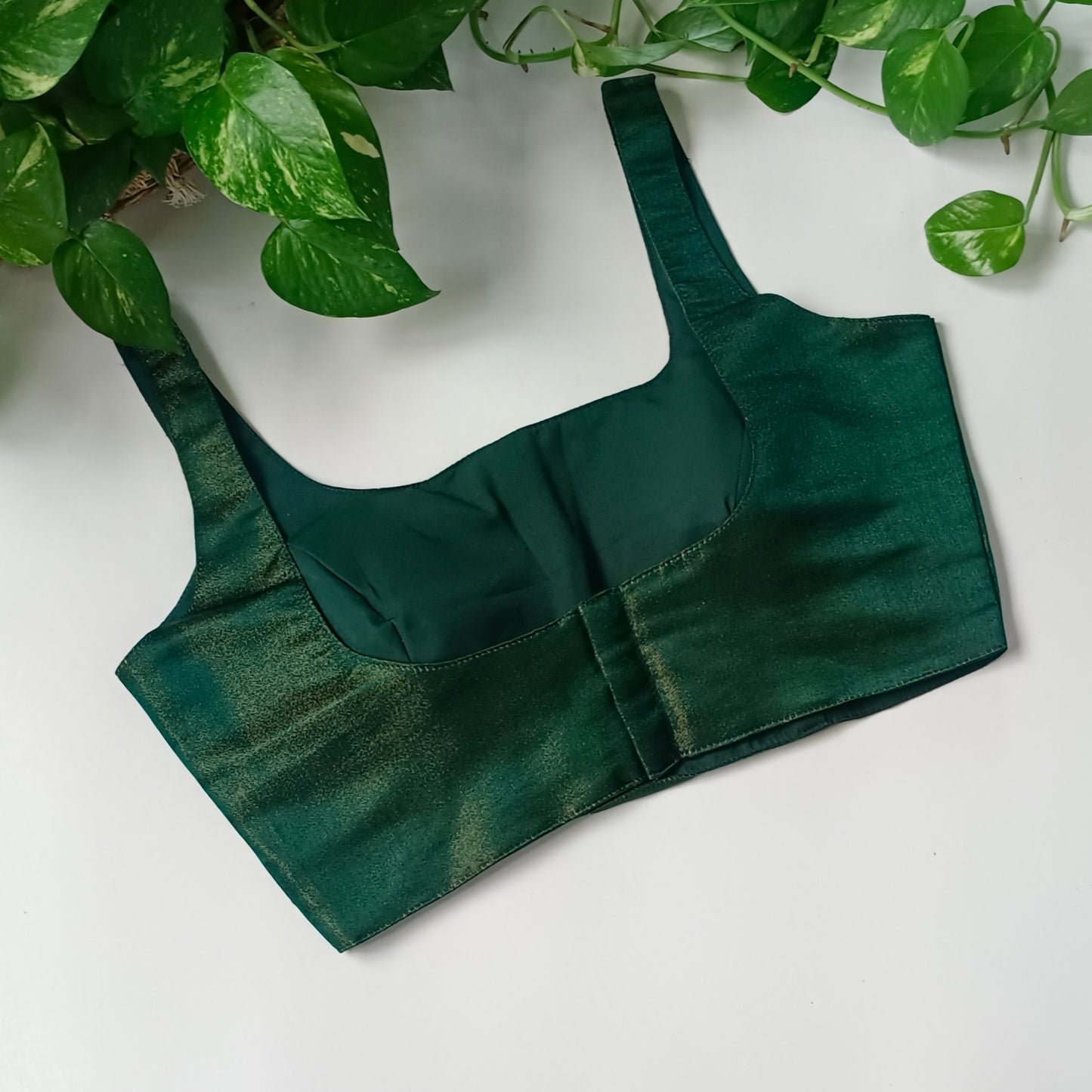 Metallic Bottle Green Classic Sleeveless Blouse