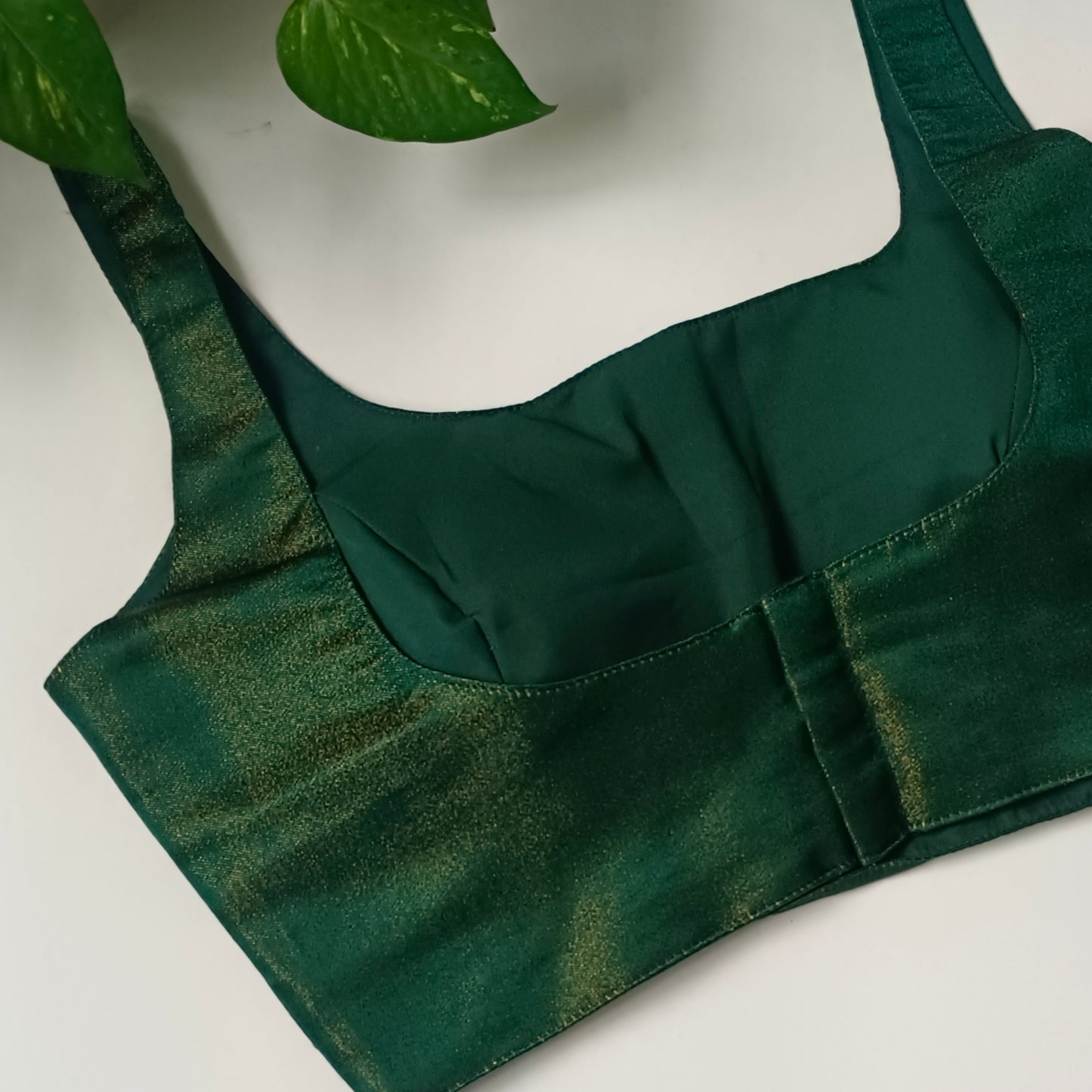 Metallic Bottle Green Classic Sleeveless Blouse