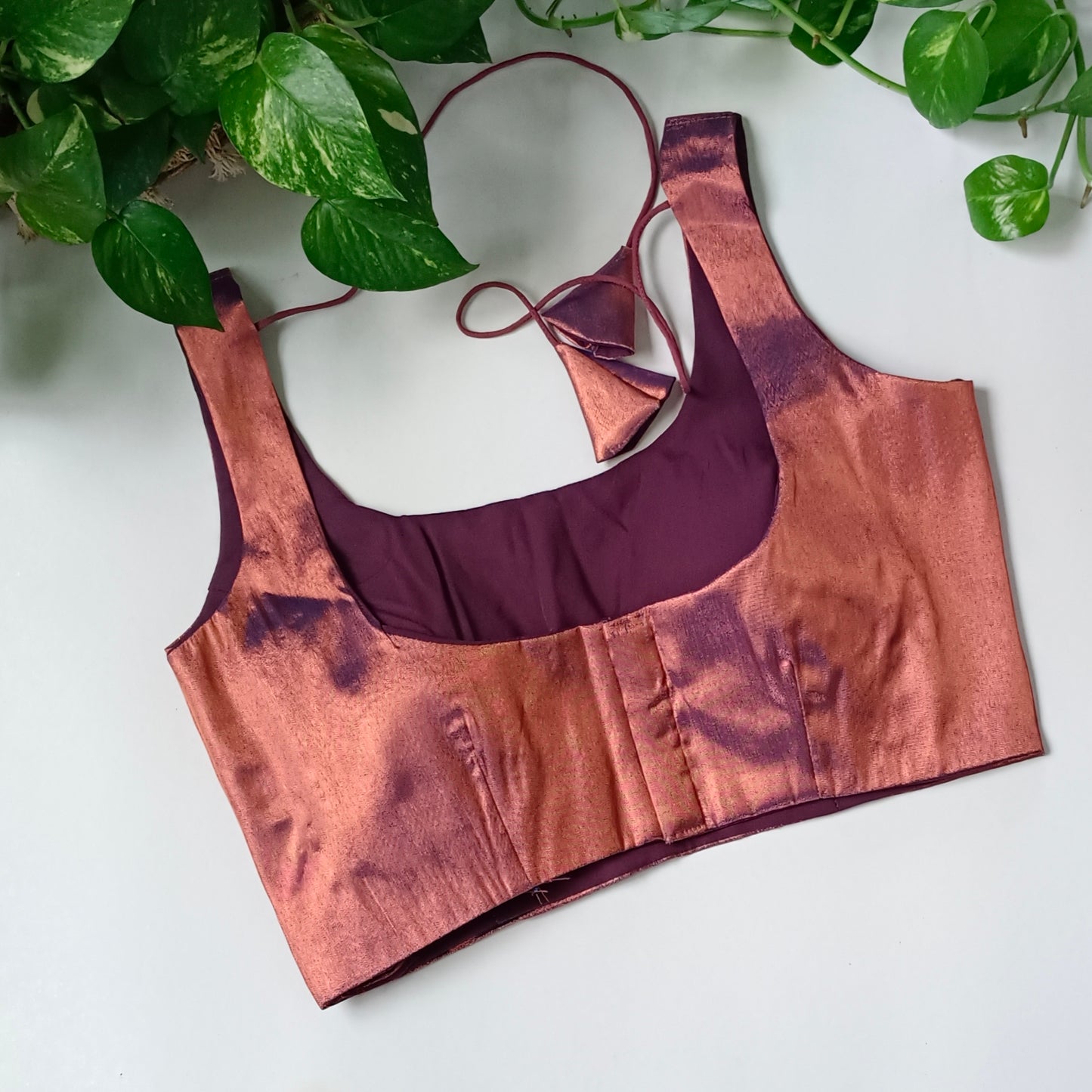 Metallic Wine Copper Classic Sleeveless Blouse