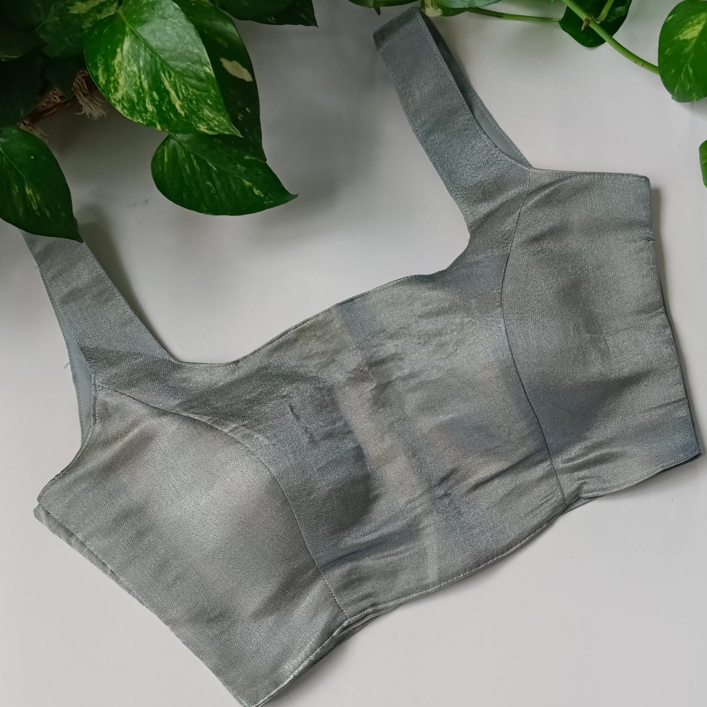 Metallic Grey Classic Sleeveless Blouse