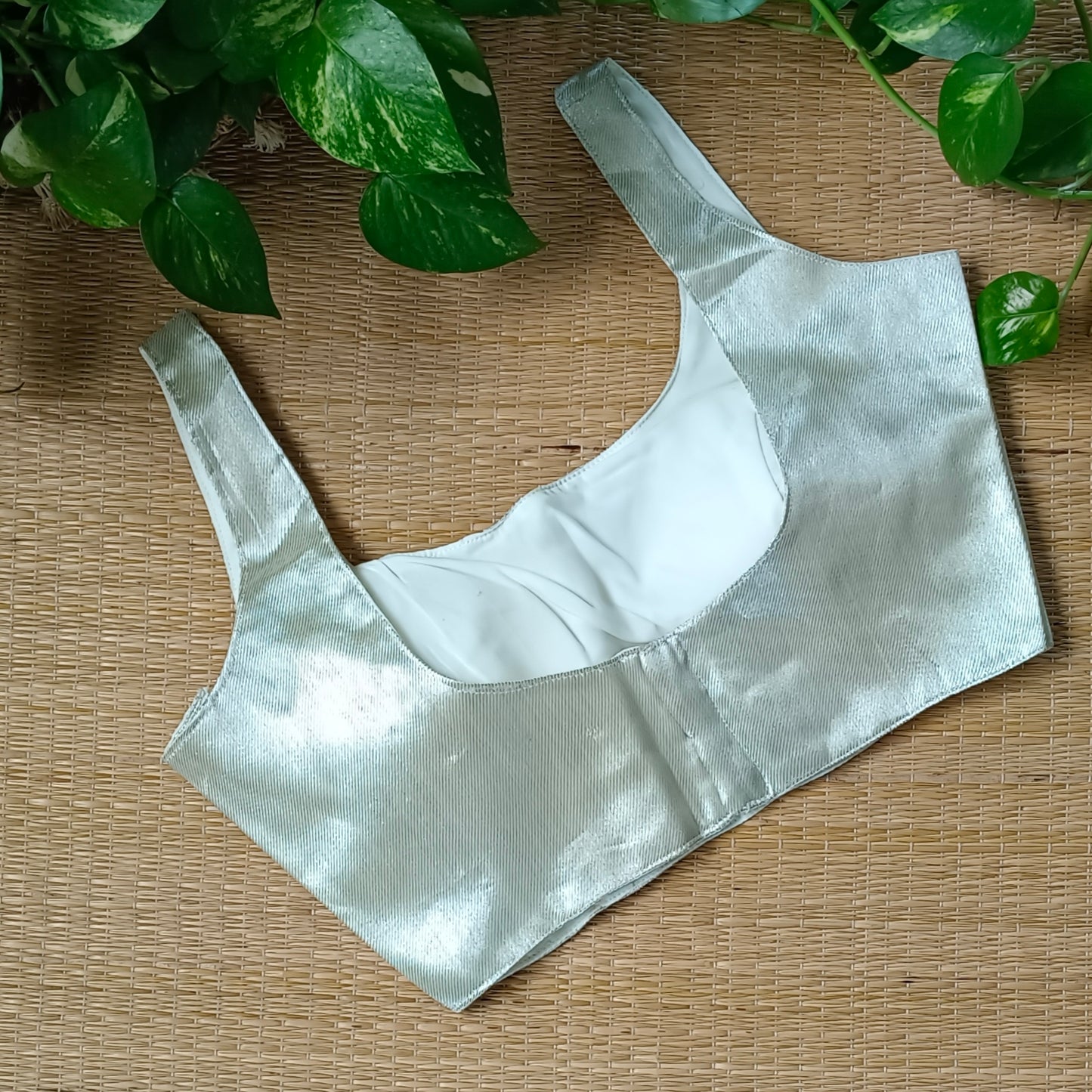 Metallic Silver Pearl Classic Sleeveless Blouse