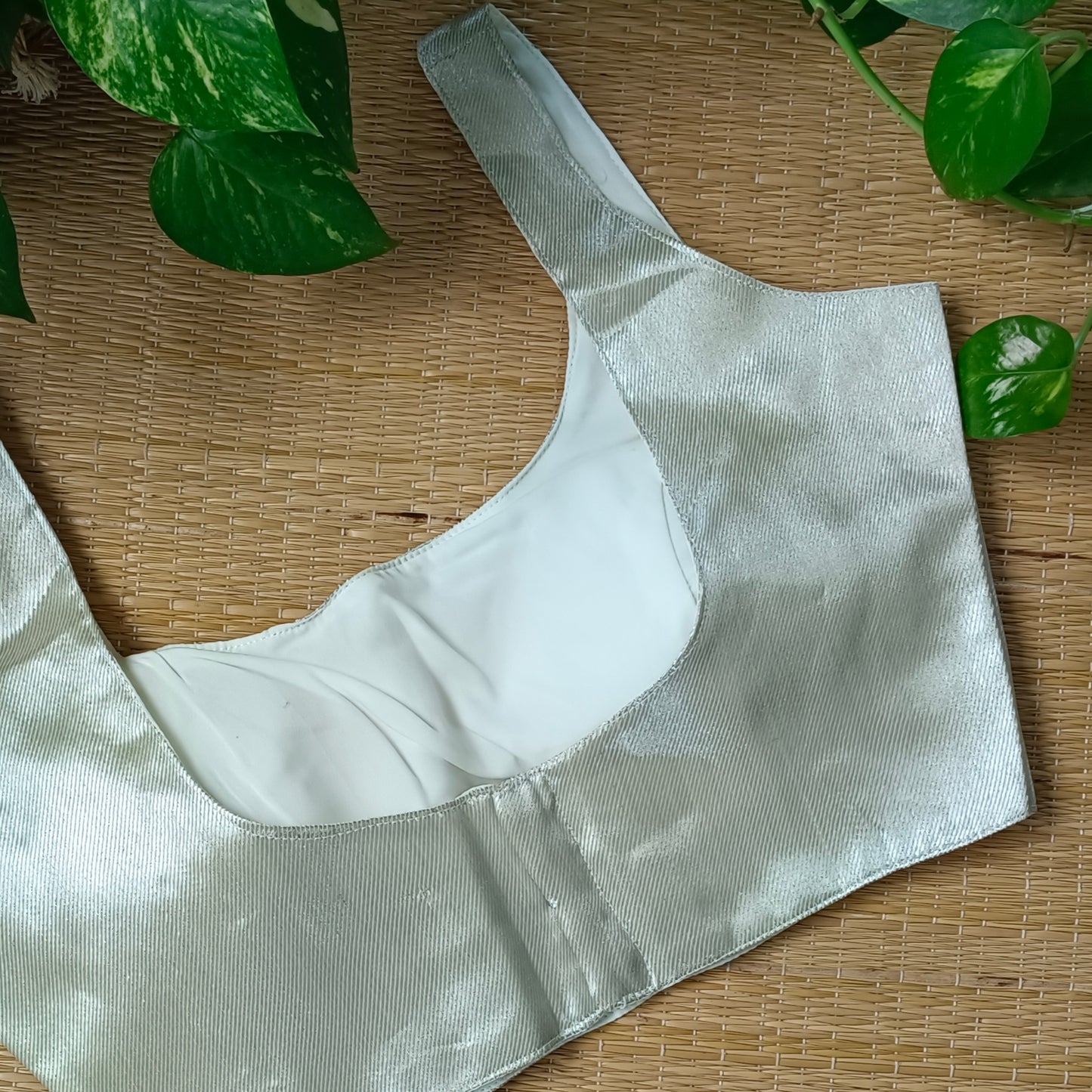 Metallic Silver Pearl Classic Sleeveless Blouse