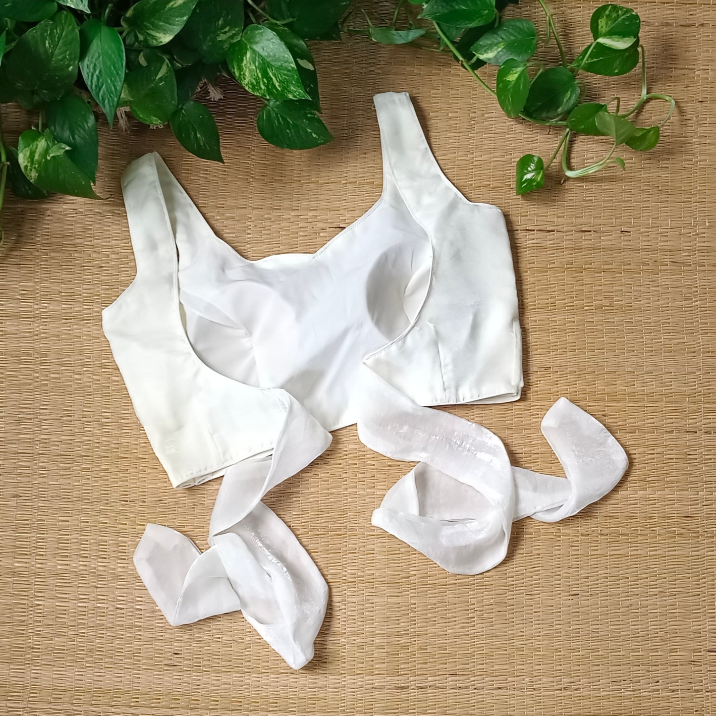 Off White Wrap On Sleeveless Blouse