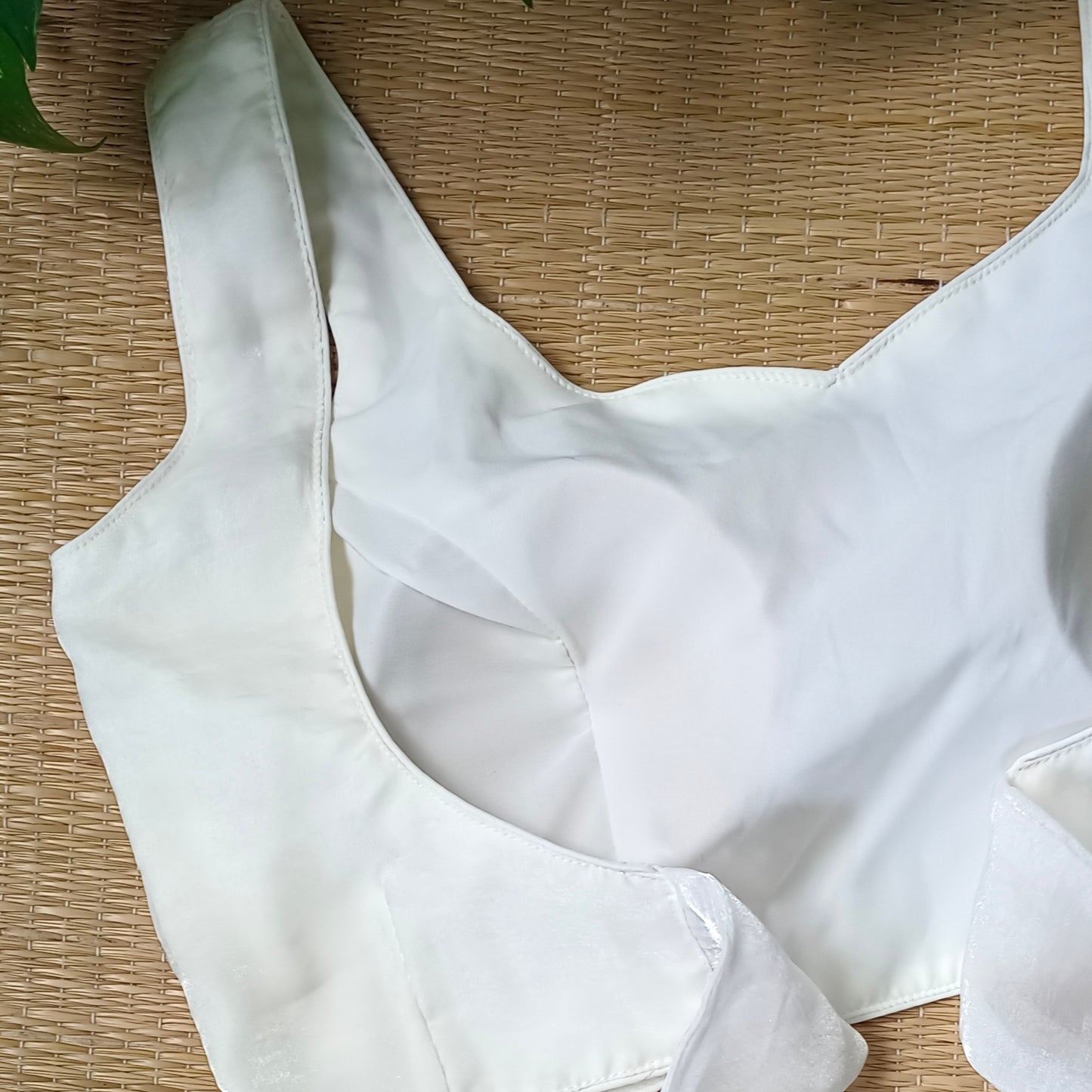 Off White Wrap On Sleeveless Blouse