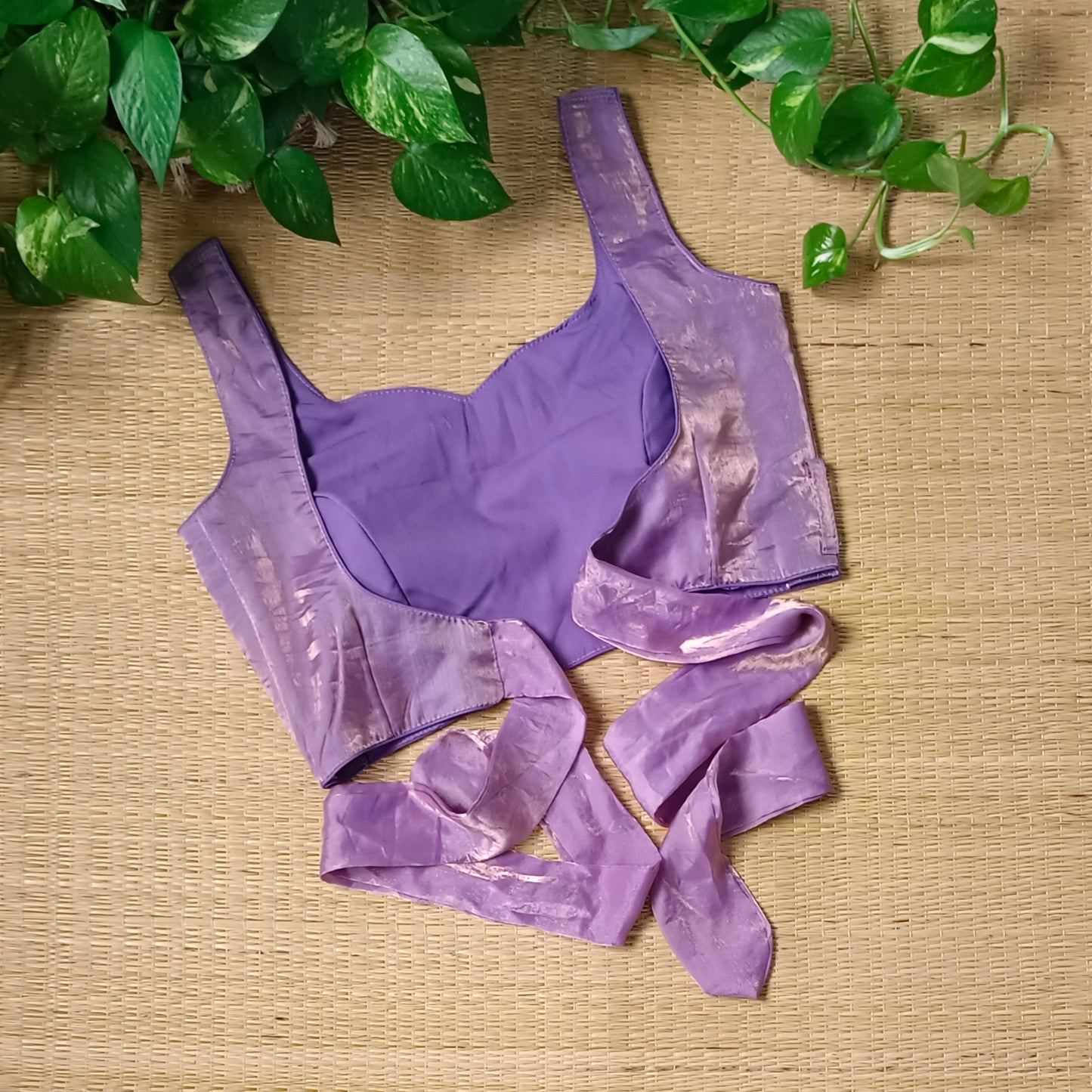 Lavender Wrap On Sleeveless Blouse