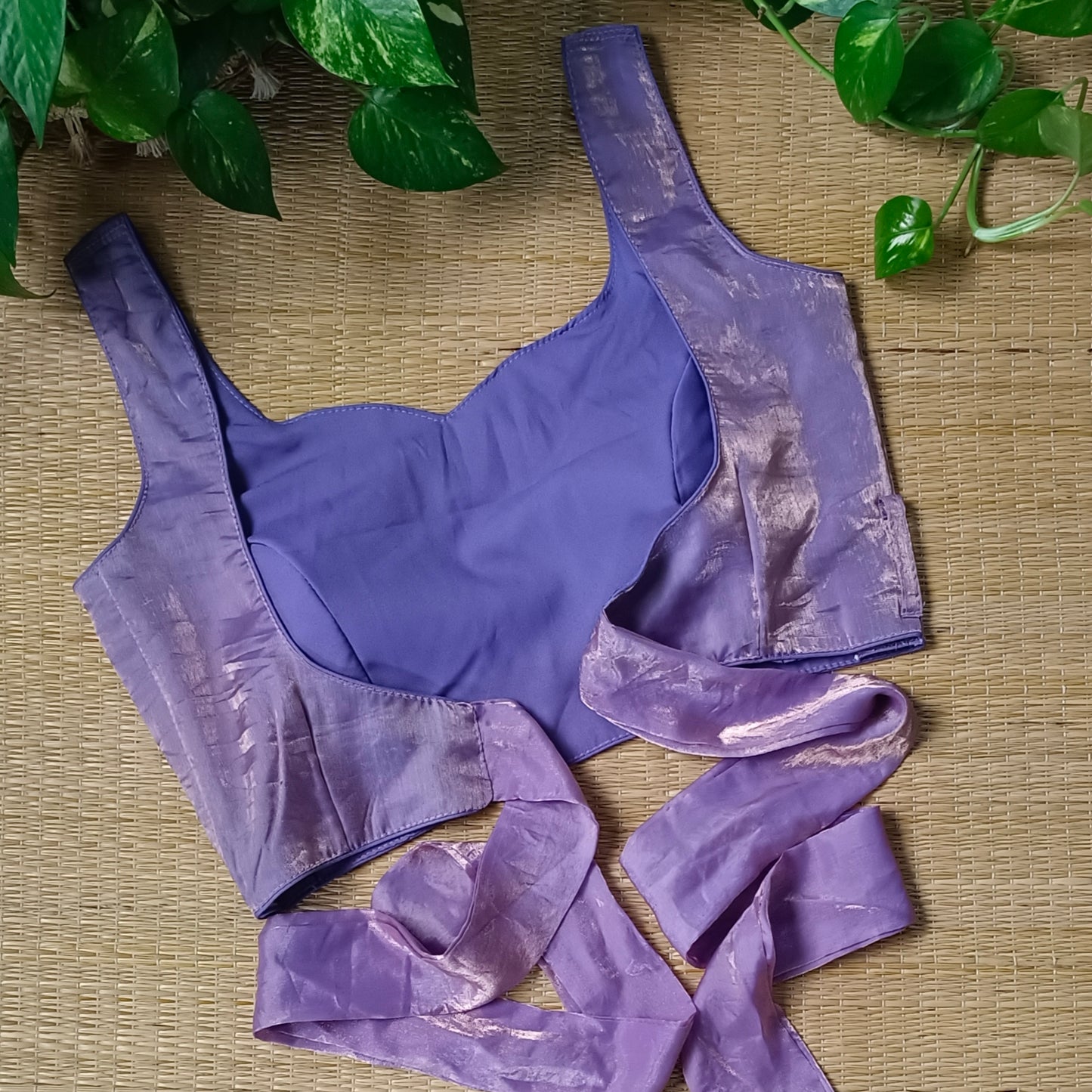 Lavender Wrap On Sleeveless Blouse