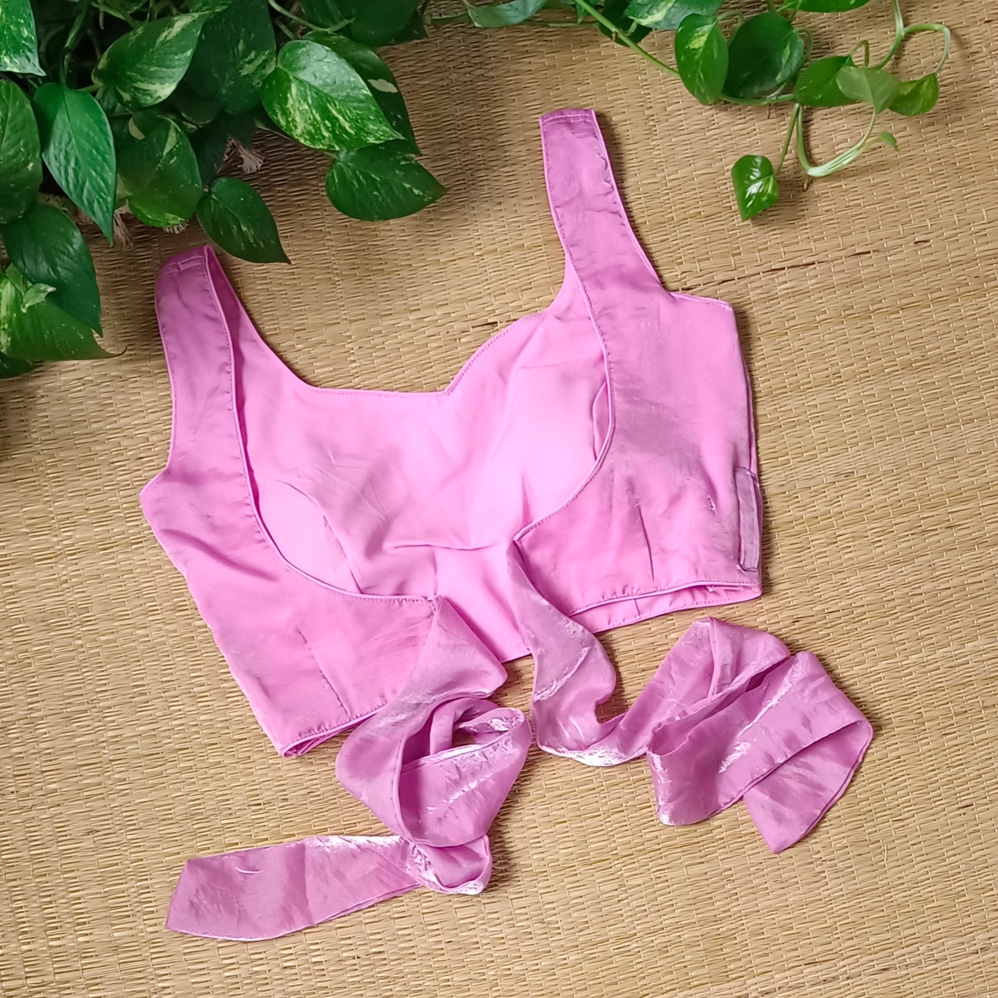 Pink Wrap On Sleeveless Blouse