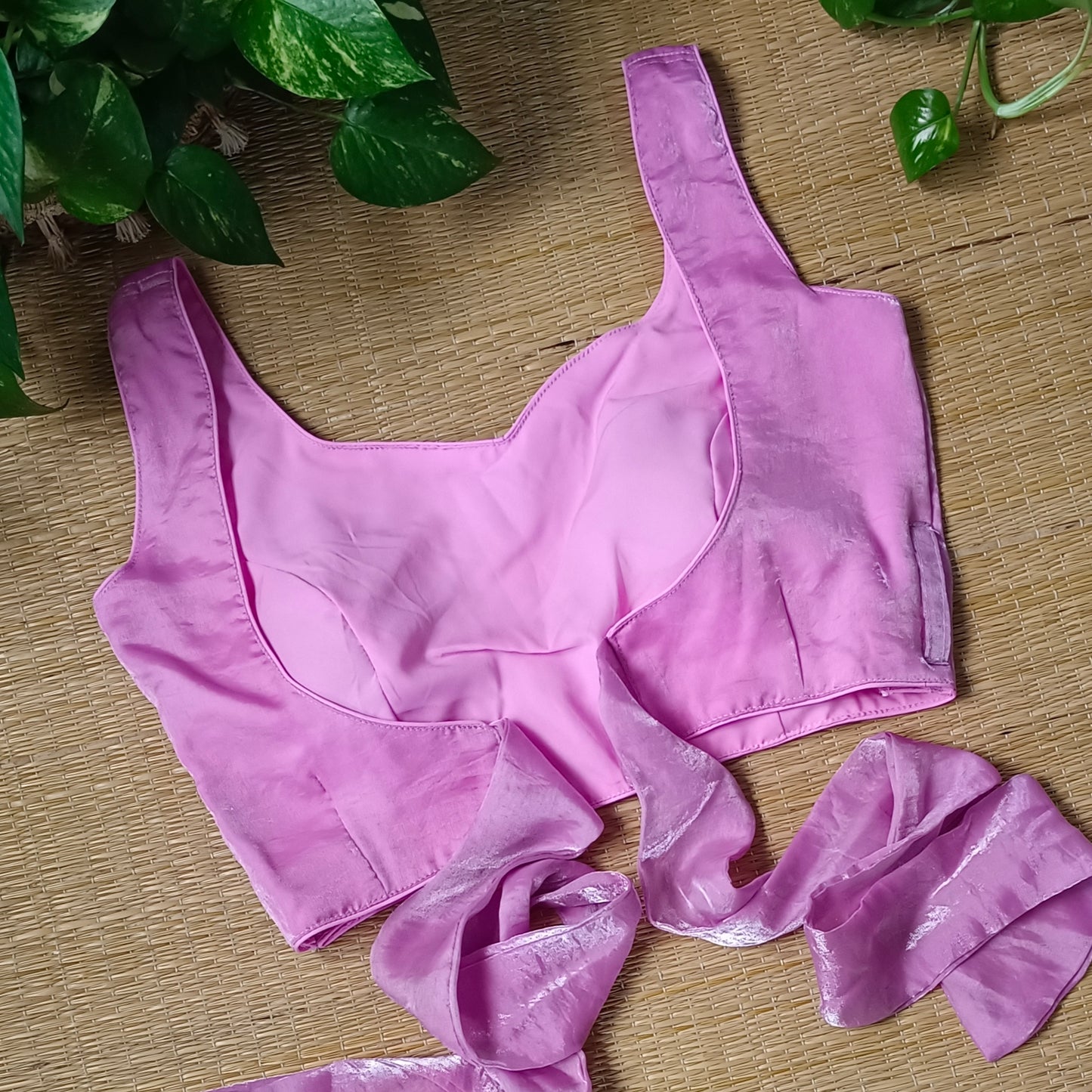 Pink Wrap On Sleeveless Blouse