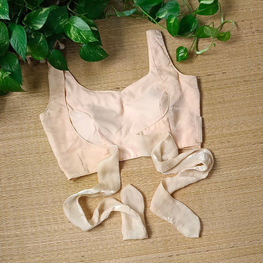 Beige Wrap On Sleeveless Blouse