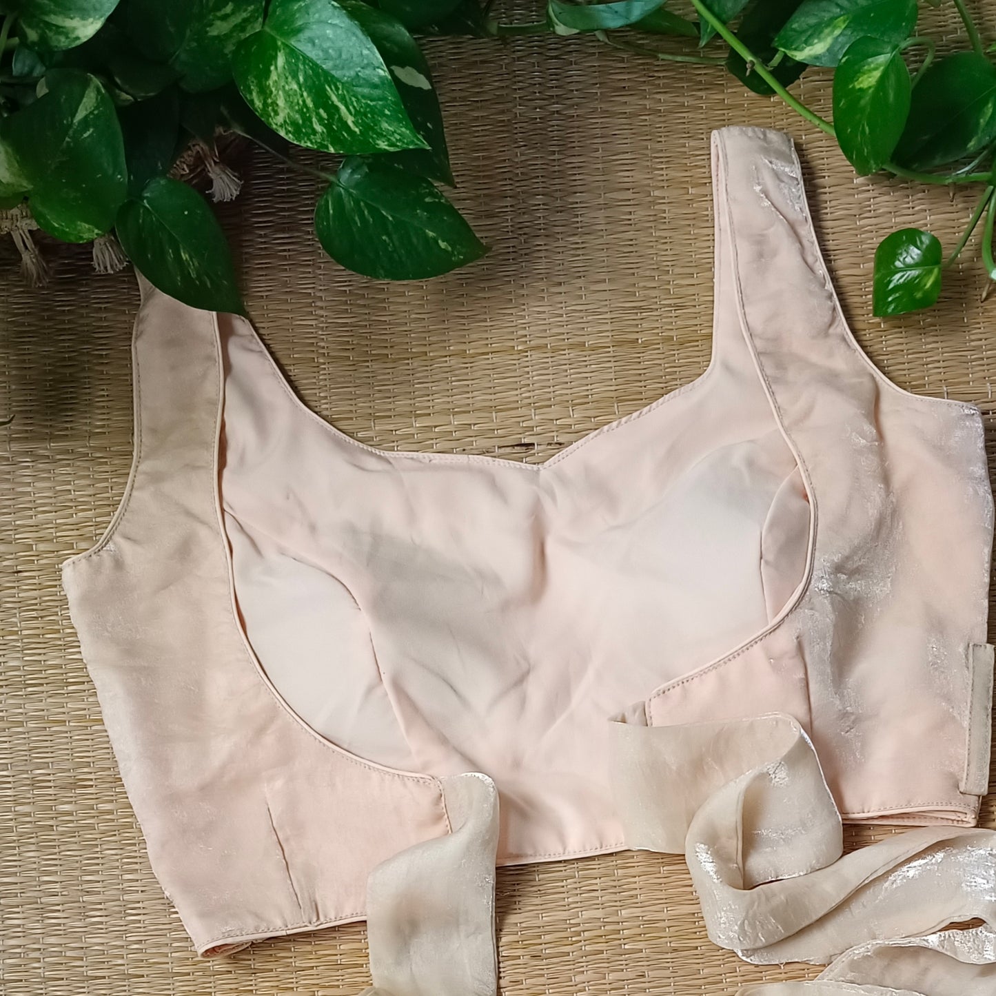 Beige Wrap On Sleeveless Blouse