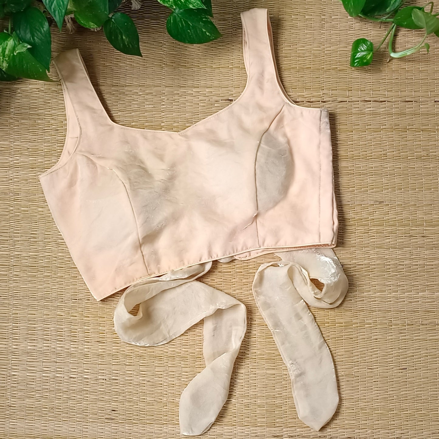 Beige Wrap On Sleeveless Blouse