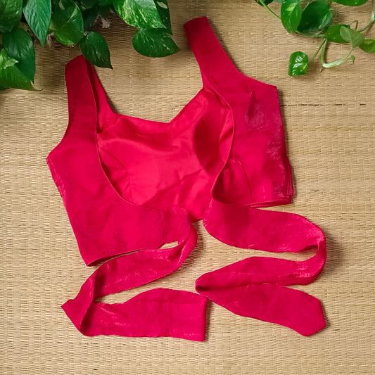 Red Wrap On Sleeveless Blouse